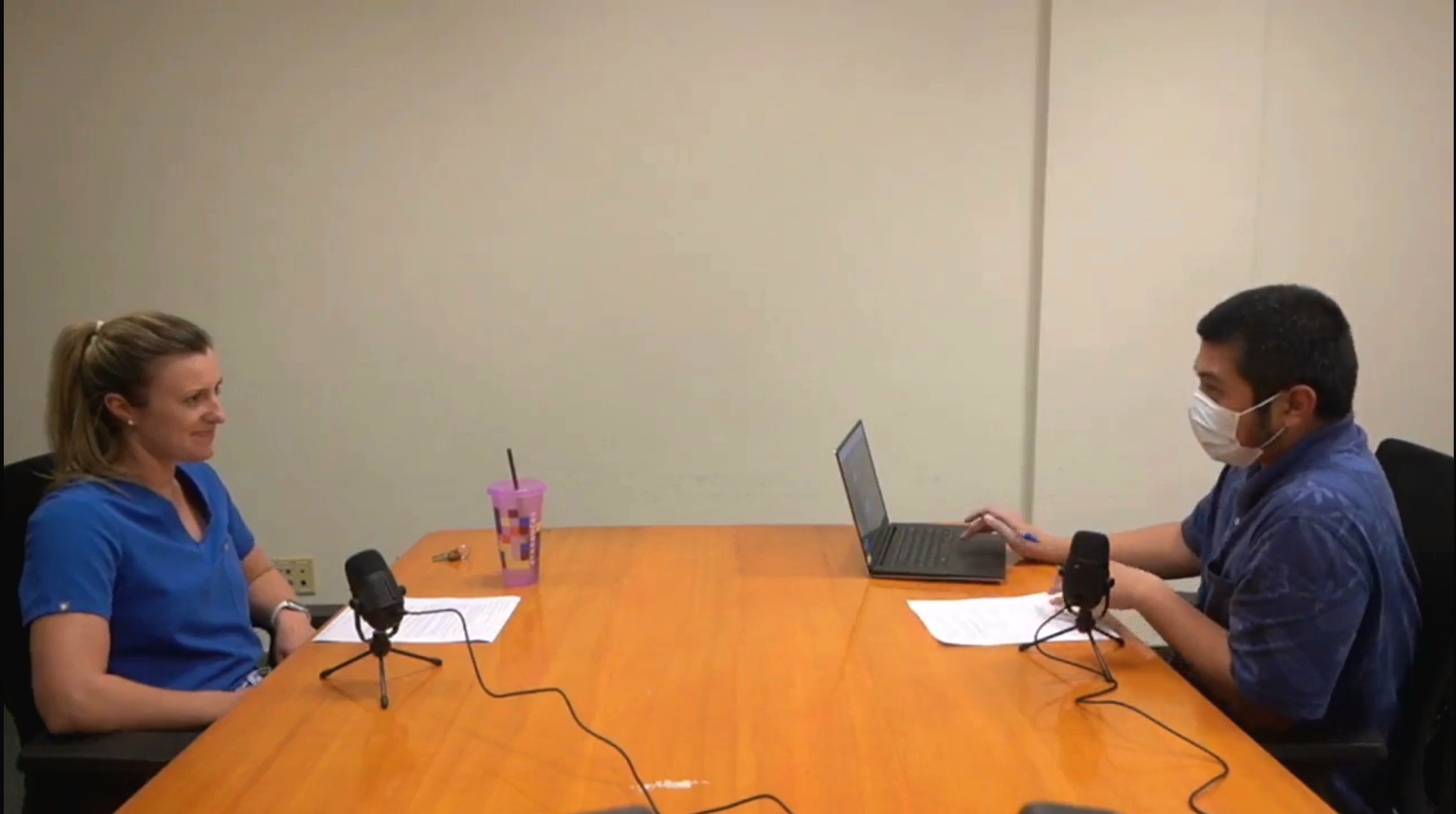 Dr. Mary Bellama, left, talks about oral health with CHCC public information officer Guillermo Lifoifoi on a new web series called "Doc Talk."
