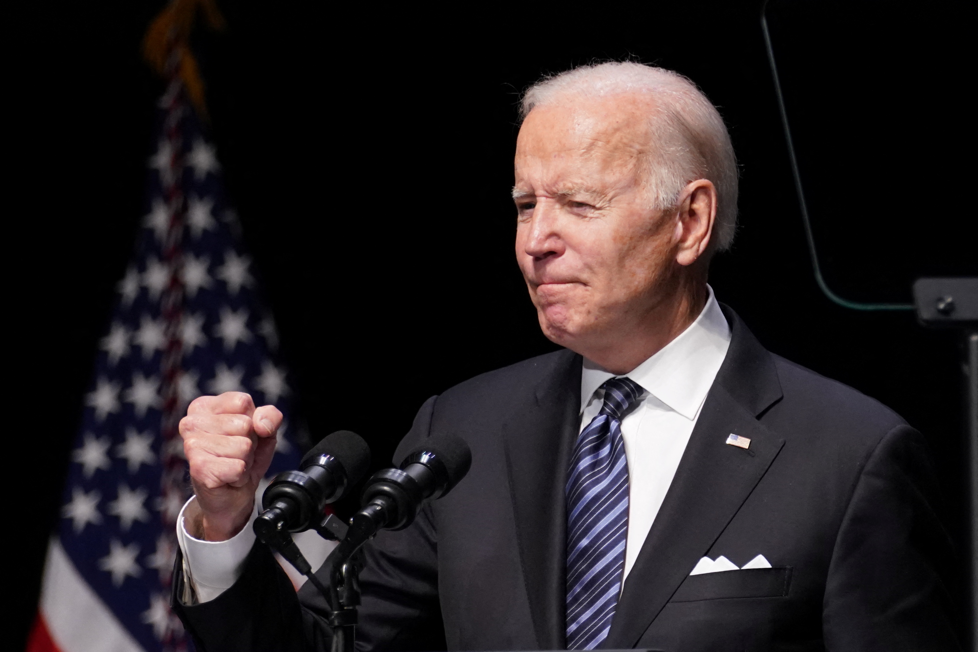 President Joe Biden speaks during a memorial service for former Vice President Walter Mondale in Minneapolis, Minnesota, May 1, 2022.