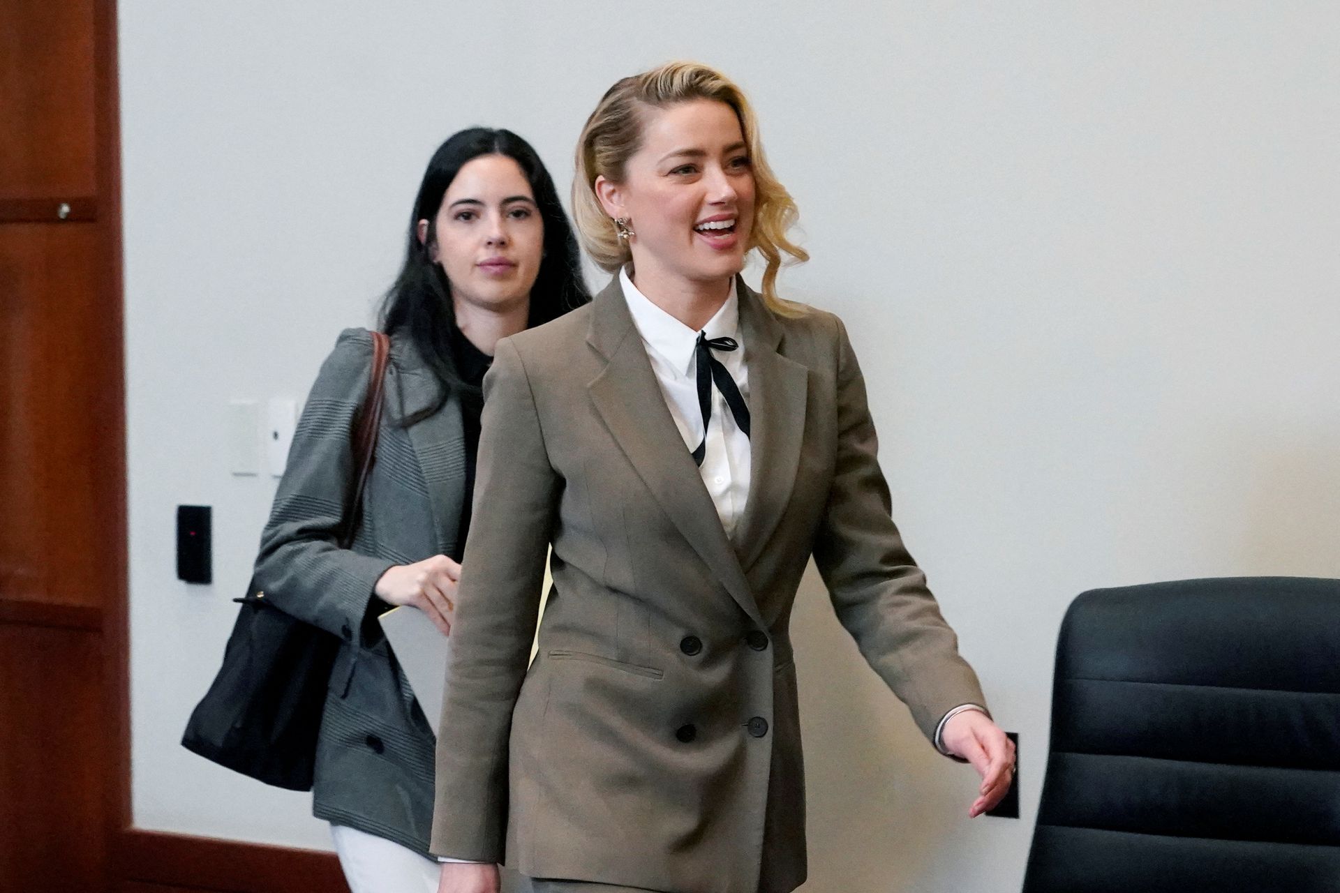 Actor Amber Heard arrives at the courtroom for her ex-husband Johnny Depp's defamation case against her, at the Fairfax County Circuit Courthouse in Fairfax, Va., May 23, 2022.