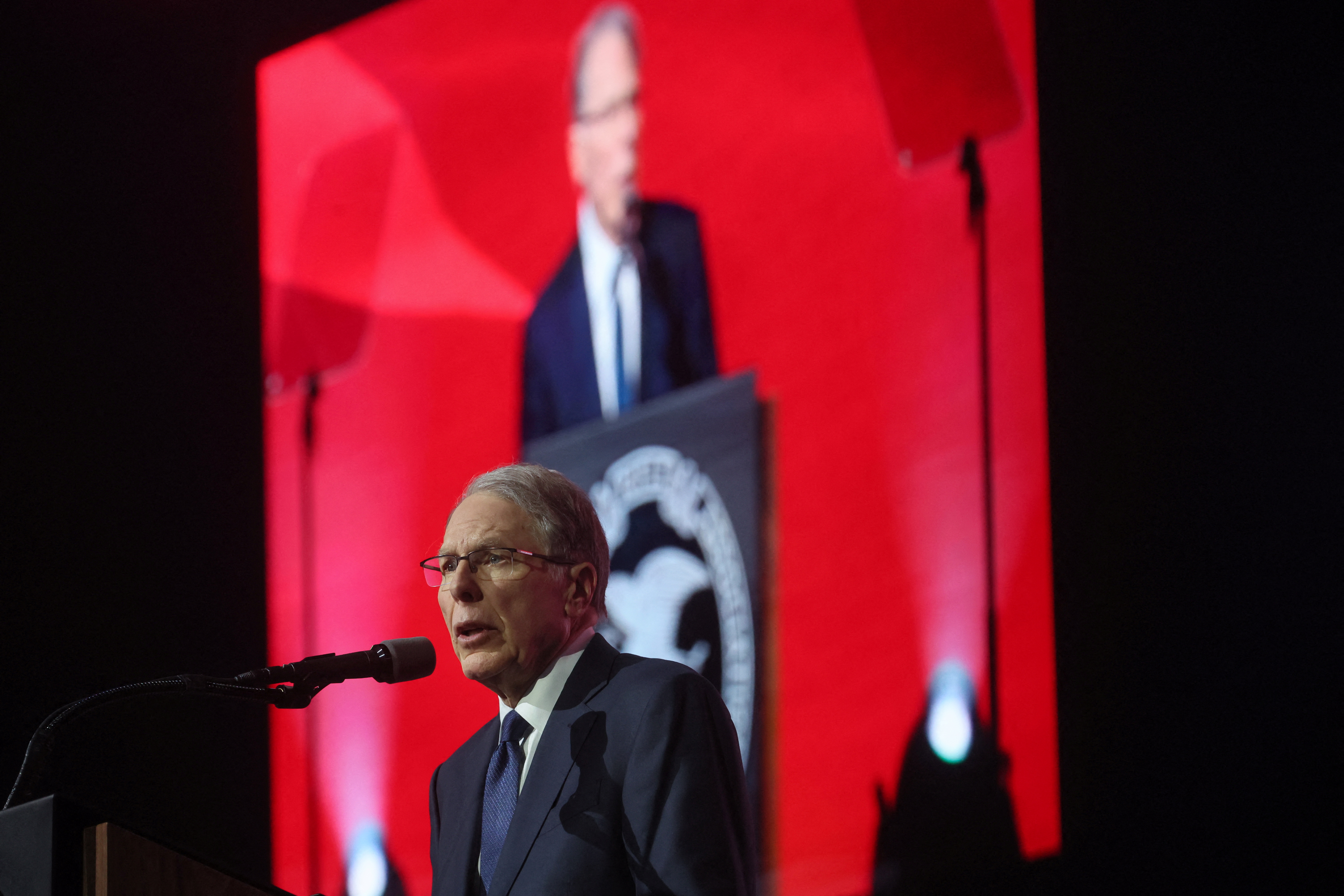 Wayne LaPierre, CEO of the National Rifle Association, speaks at the NRA-ILA Leadership Forum during the NRA annual convention in Houston, Texas, May 27, 2022.