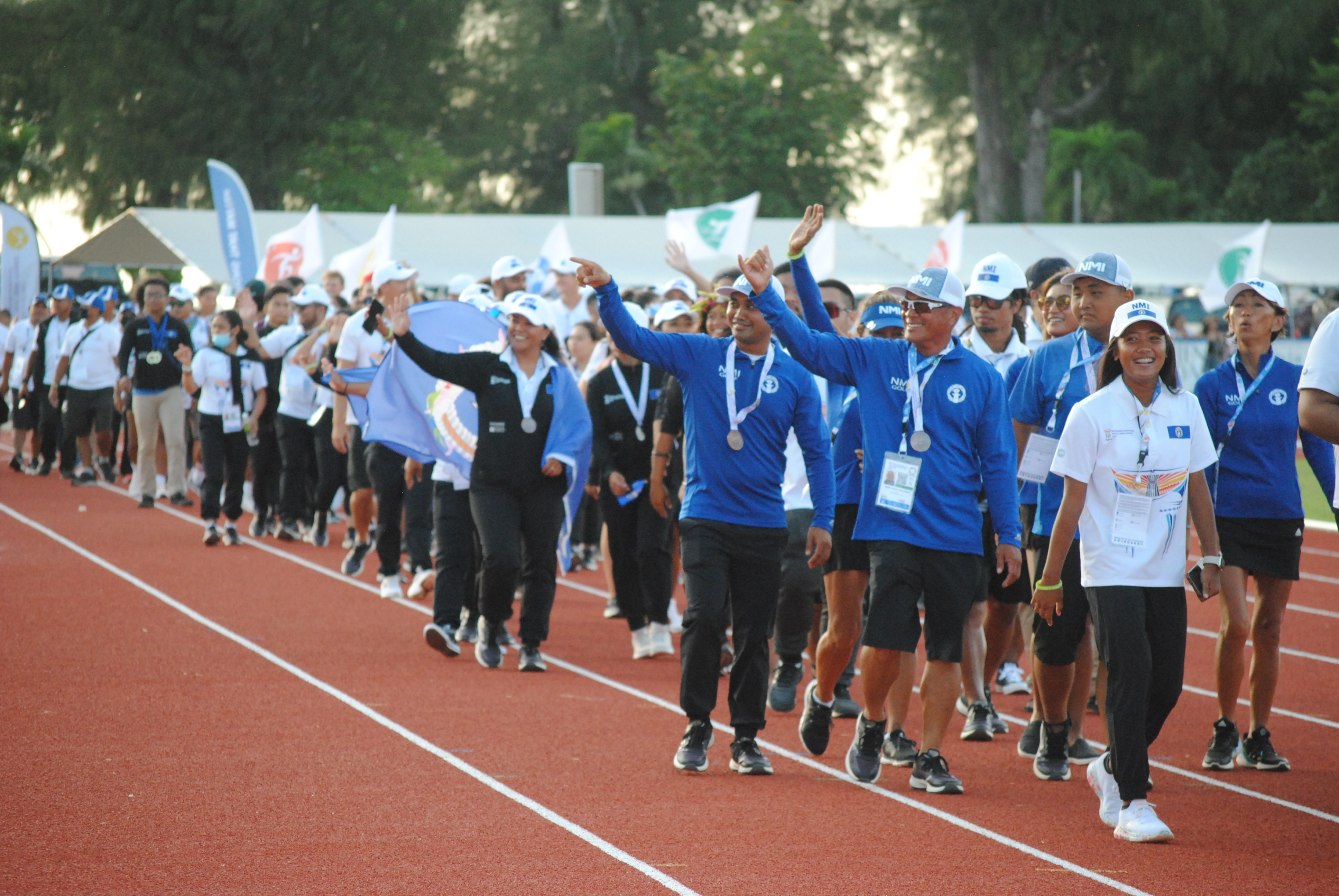 NMI Athletes make their way at the Oleai Track & Field during the closing ceremony of the 2022 Pacific Mini Games on Saturday.