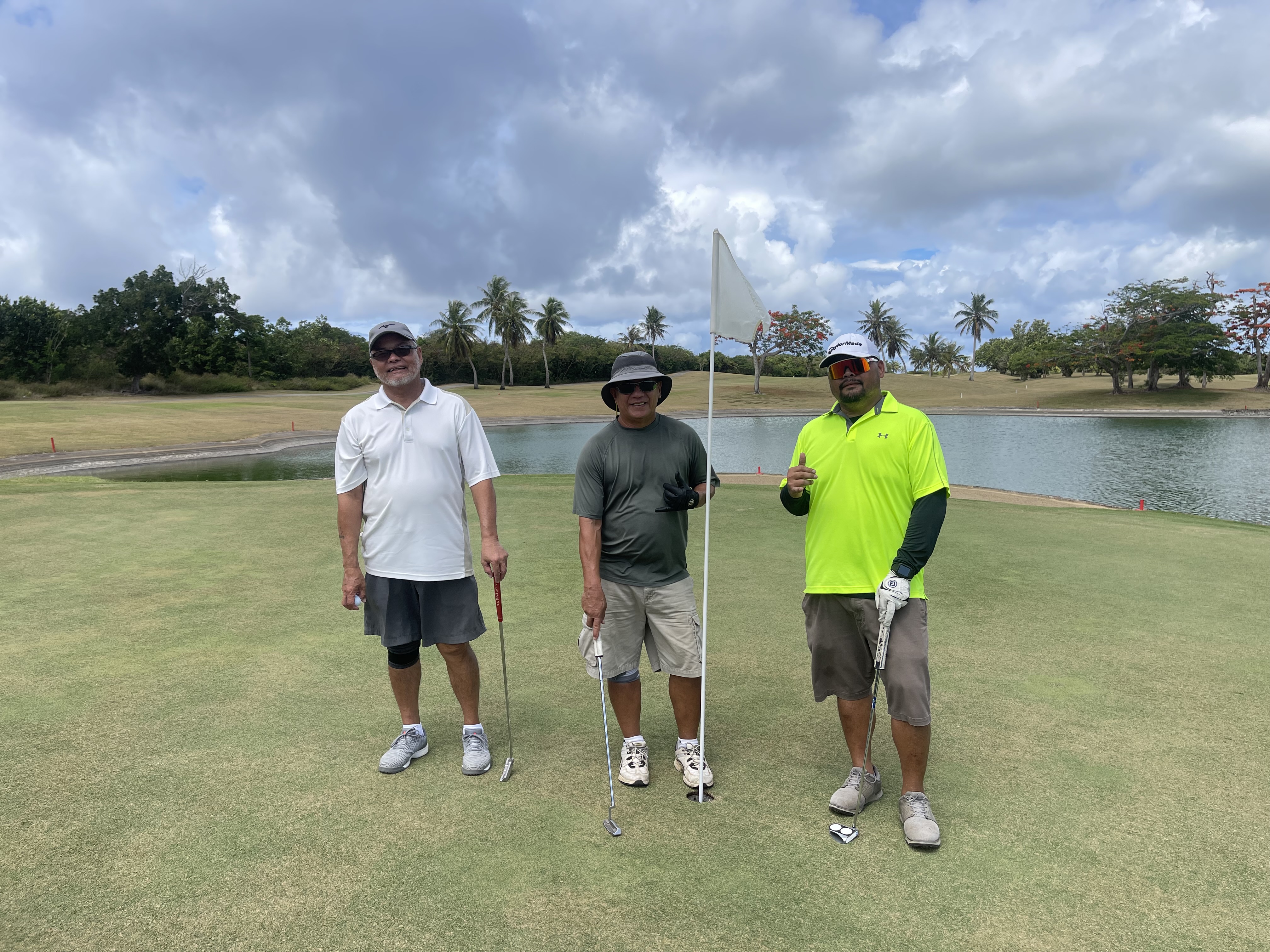 Lester Manglona, right, finished third with a gross score of 94. Together with Manglona from left are Ray Salas and Anthony Reyes.