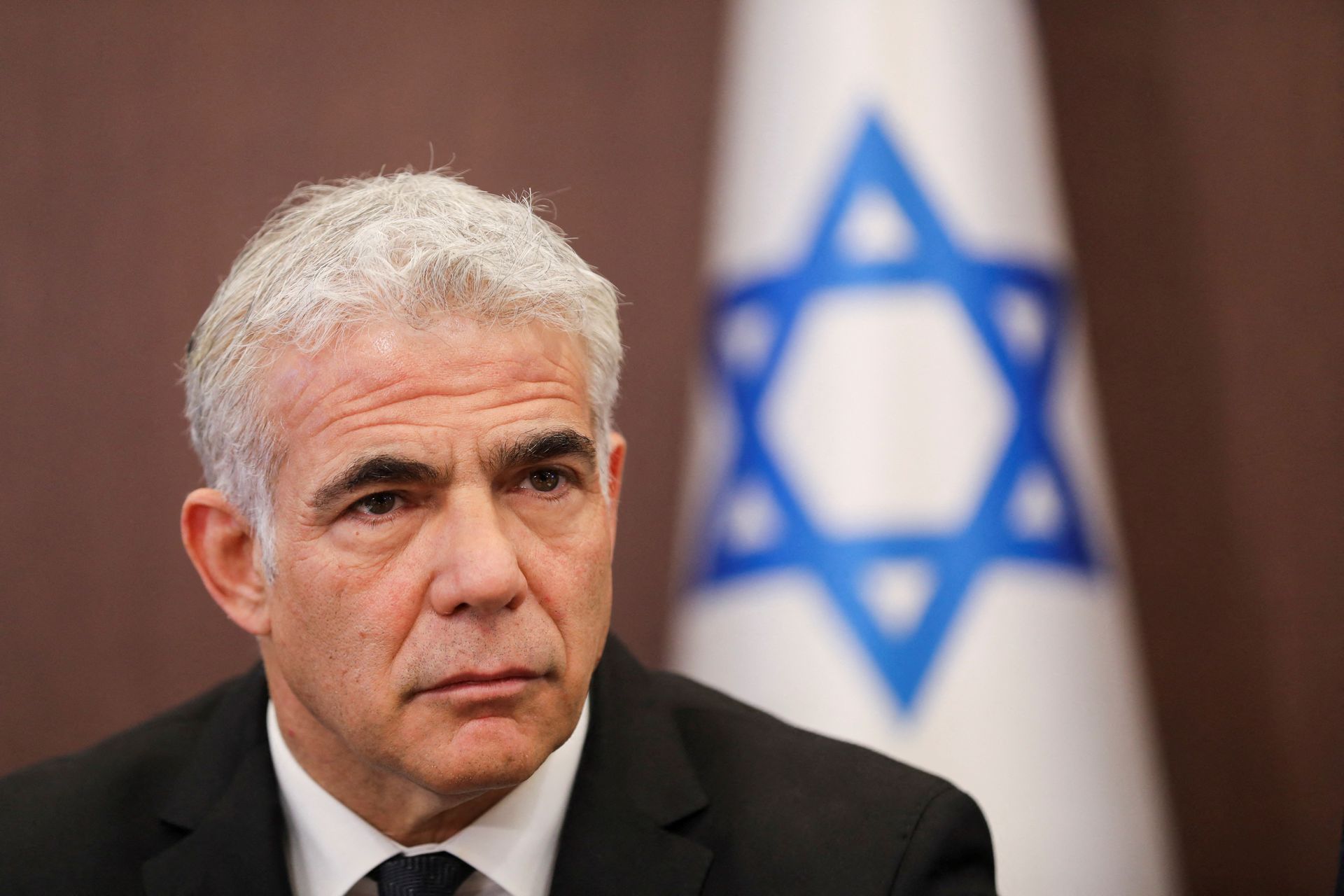 Israeli Foreign Minister Yair Lapid attends a cabinet meeting at the prime minister's office in Jerusalem, May 15, 2022.