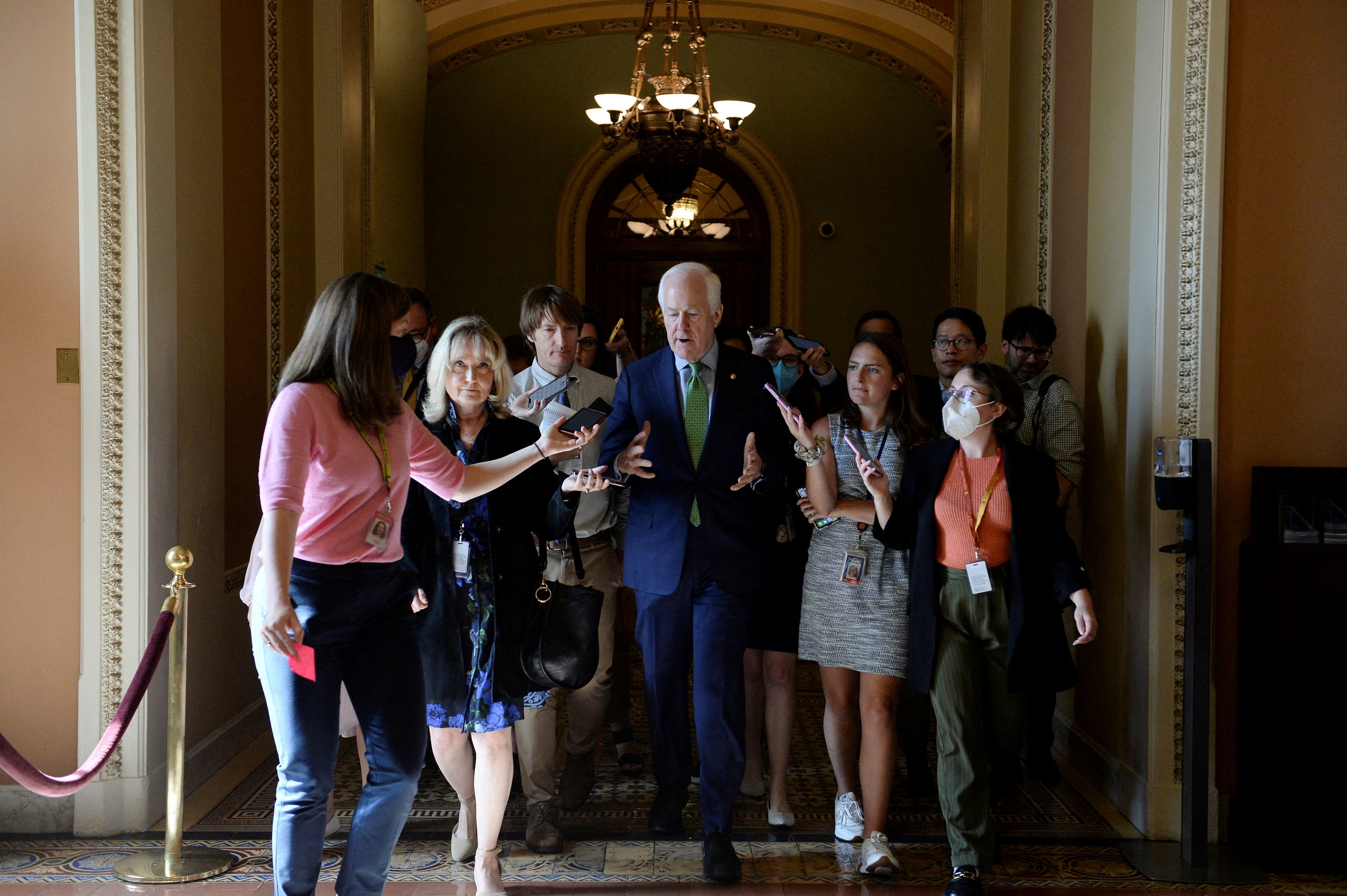 U.S. Sen. John Cornyn, R-Tx., is questioned by reporters at the U.S. Capitol in Washington, D.C., June 21, 2022