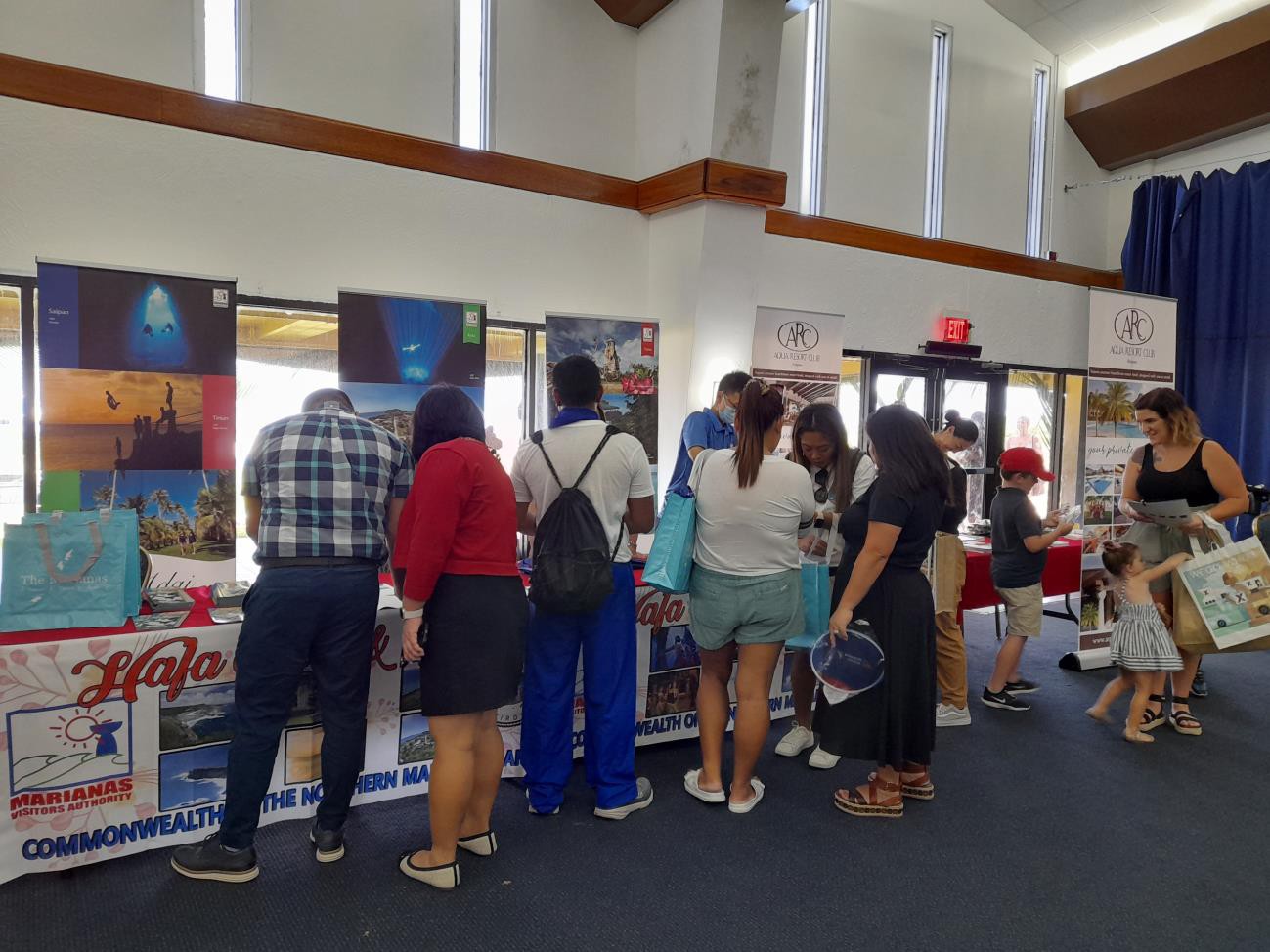 Nearly 600 people attended at the Military MWR Go Local Trade Show on May 26, 2022, at Anderson Air Force Base, Guam.  The Marianas Visitors Authority shared information about the NMI at the fair.