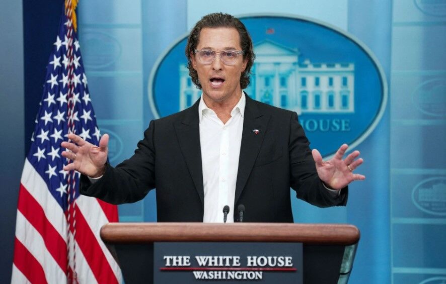 Actor Matthew McConaughey, a native of Uvalde, Texas as well as a father and a gun owner, speaks to reporters about the recent mass shooting at an elementary school in Uvalde during a press briefing at the White House in Washington, D.C., June 7, 2022.