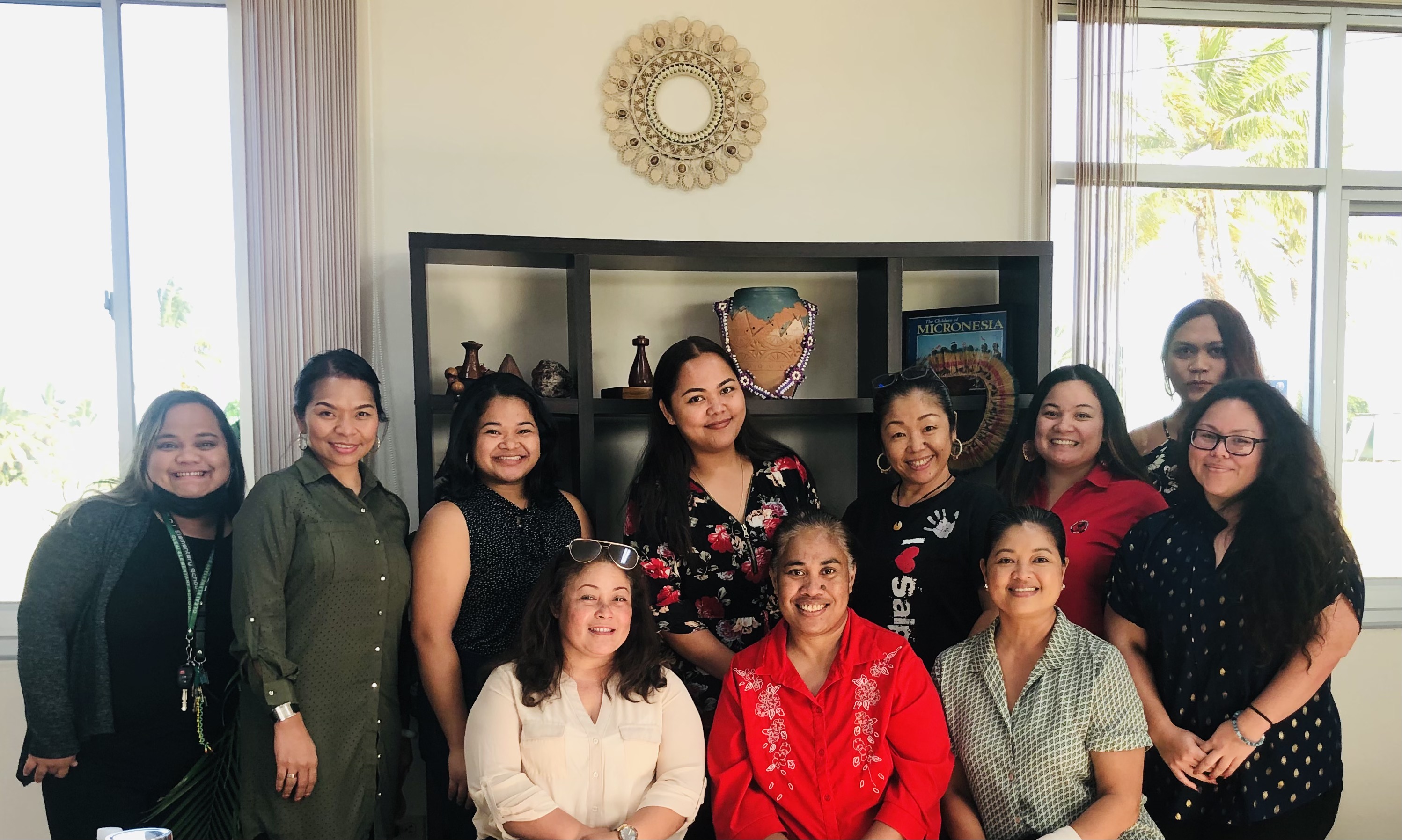 Some of the 20 registered CNMI Women’s Association-Women Entrepreneurs Project participants pose for a photo on the first day of training with, from left, Dorina Iginoef, CWA acting administrator, Roxanne Diaz, a consultant working with CWA on the project, and Mercilynn Palec from Northern Marianas College-Small Business Development Center, in red standing, back row, 2nd right.