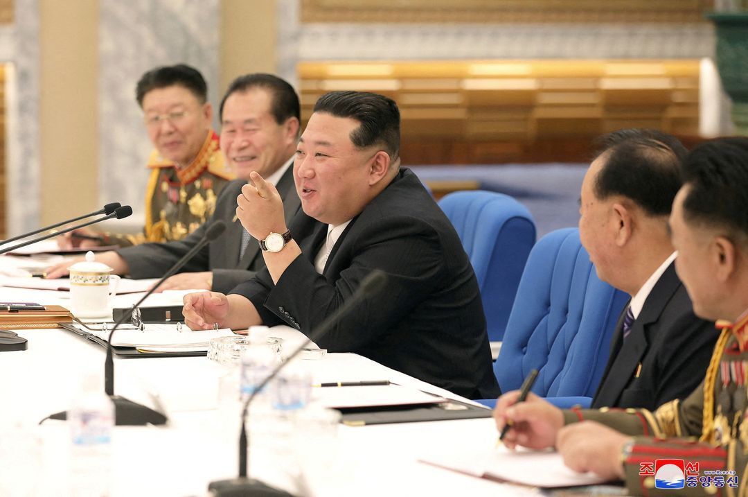 North Korean leader Kim Jong Un attends a convocation of the Expansion of the Central Military Commission of the Workers' Party of Korea in this photo released by the country's Korean Central News Agency on June 22, 2022.