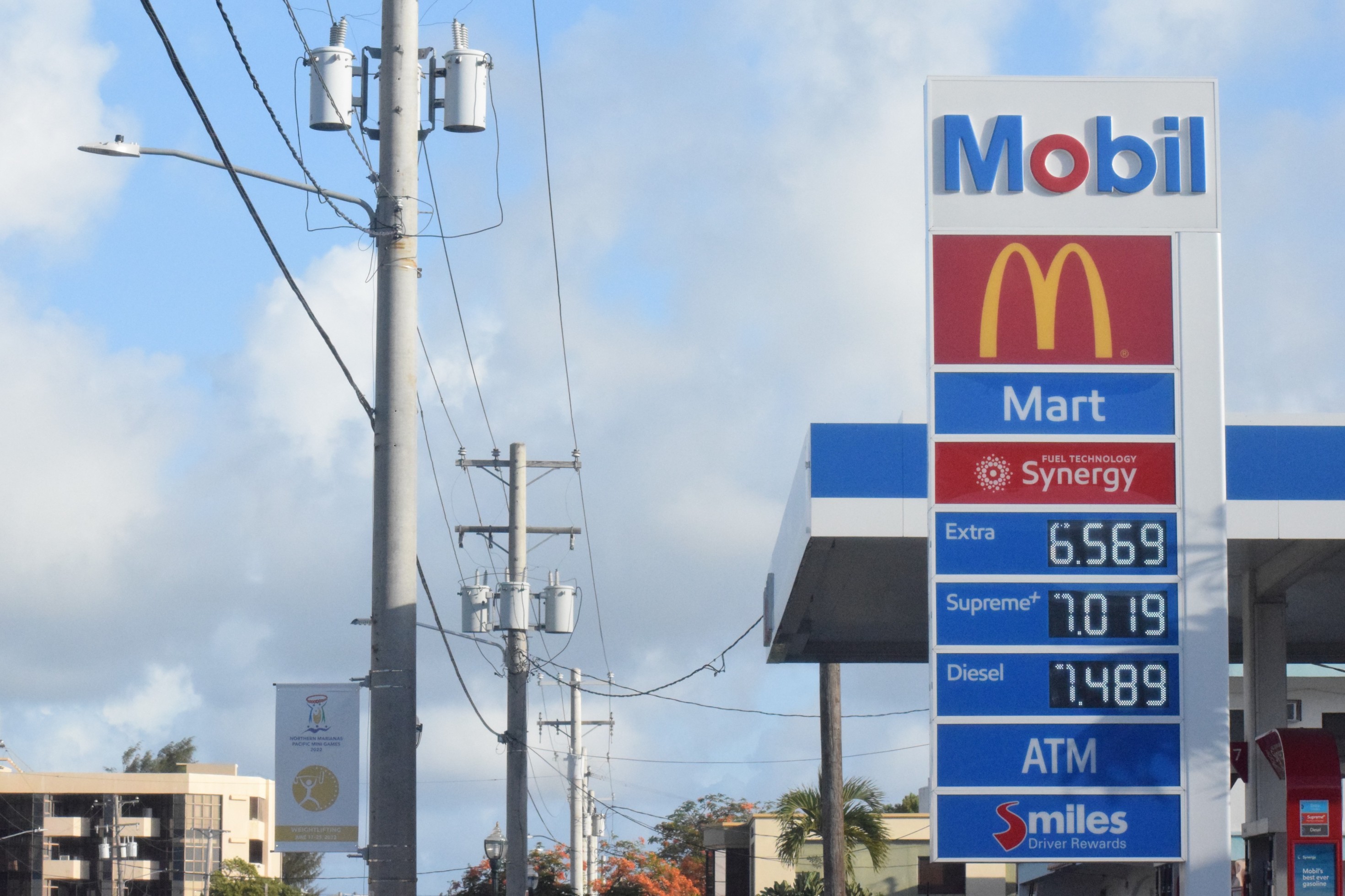 Mobil Oil Marianas on Beach Road in Garapan displays its new prices early Wednesday afternoon.