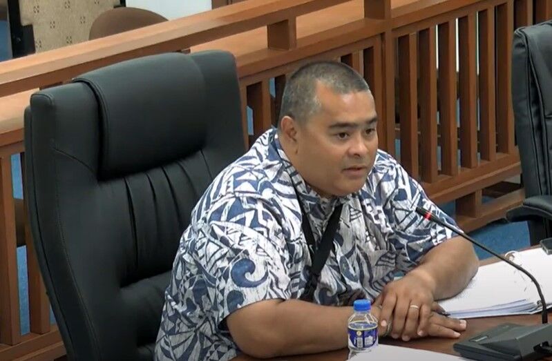 Finance Secretary David DLG Atalit speaks to members of House Ways and Means Committee during a budget hearing on Wednesday in the House chamber.