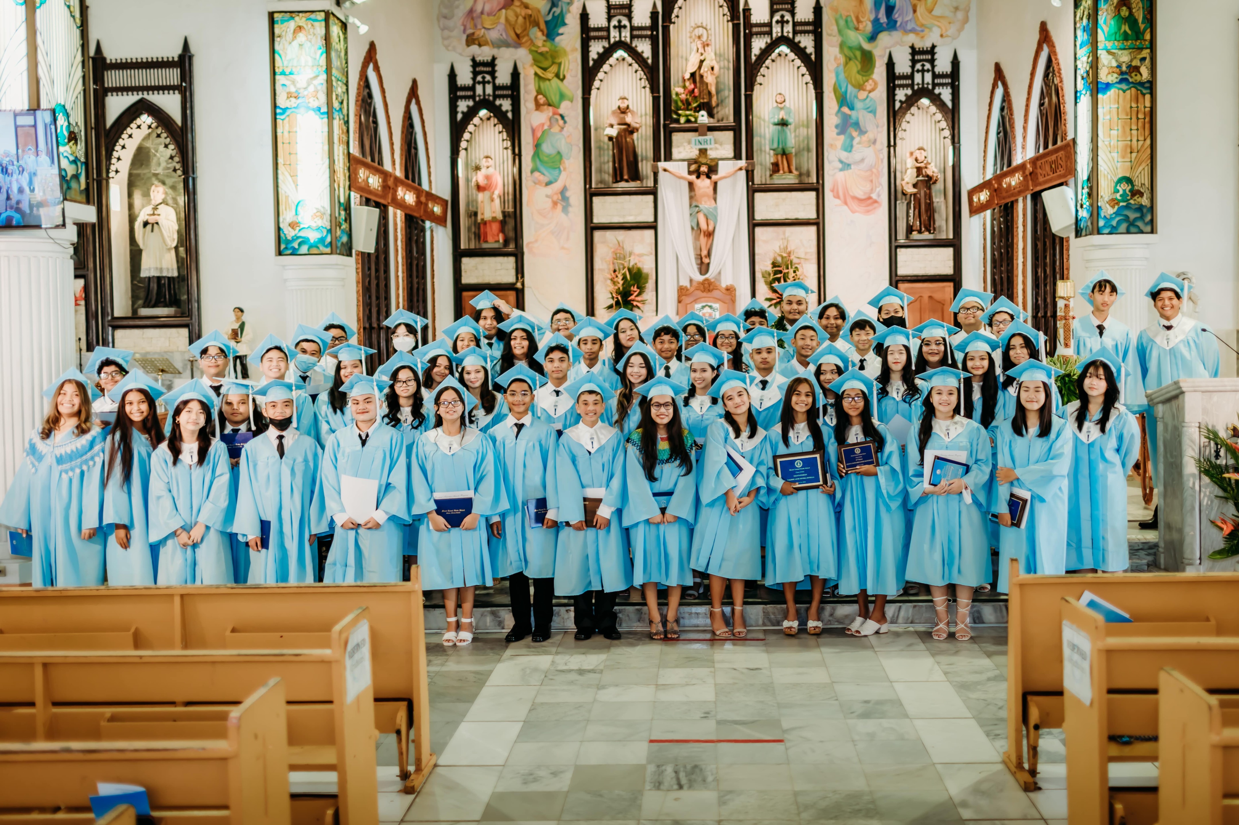 Mount Carmel School conferred 55 diplomas during her traditional commencement ceremony for the promoted eighth-grade class of 2022.