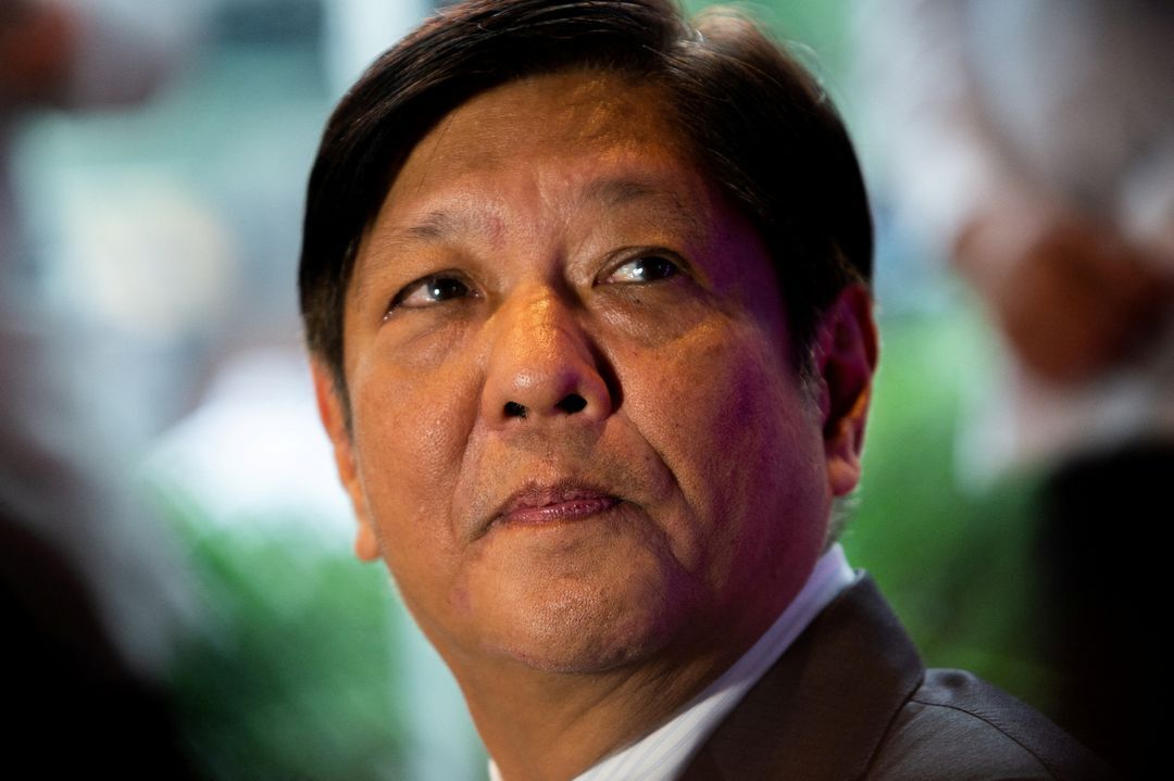 Philippine President-elect Ferdinand "Bongbong" Marcos Jr. is photographed during a news conference at his headquarters in Mandaluyong City, Metro Manila on May 23, 2022.