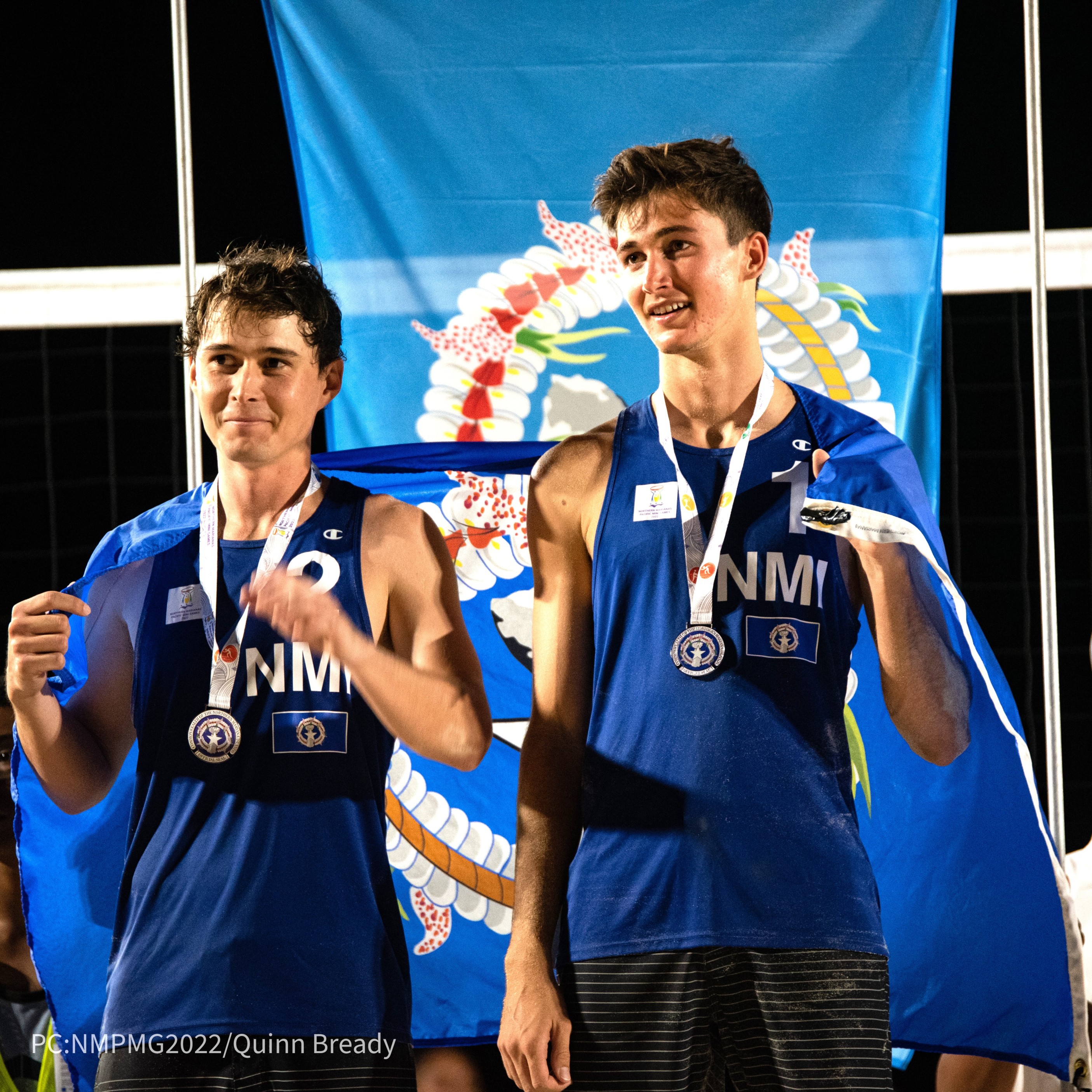 The NMI's Andrew Johnson and Logan Mister won the silver medal in the men’s beach volleyball event of the 2022 Pacific Mini Games at the Crowne Plaza Resort beach on Friday.
