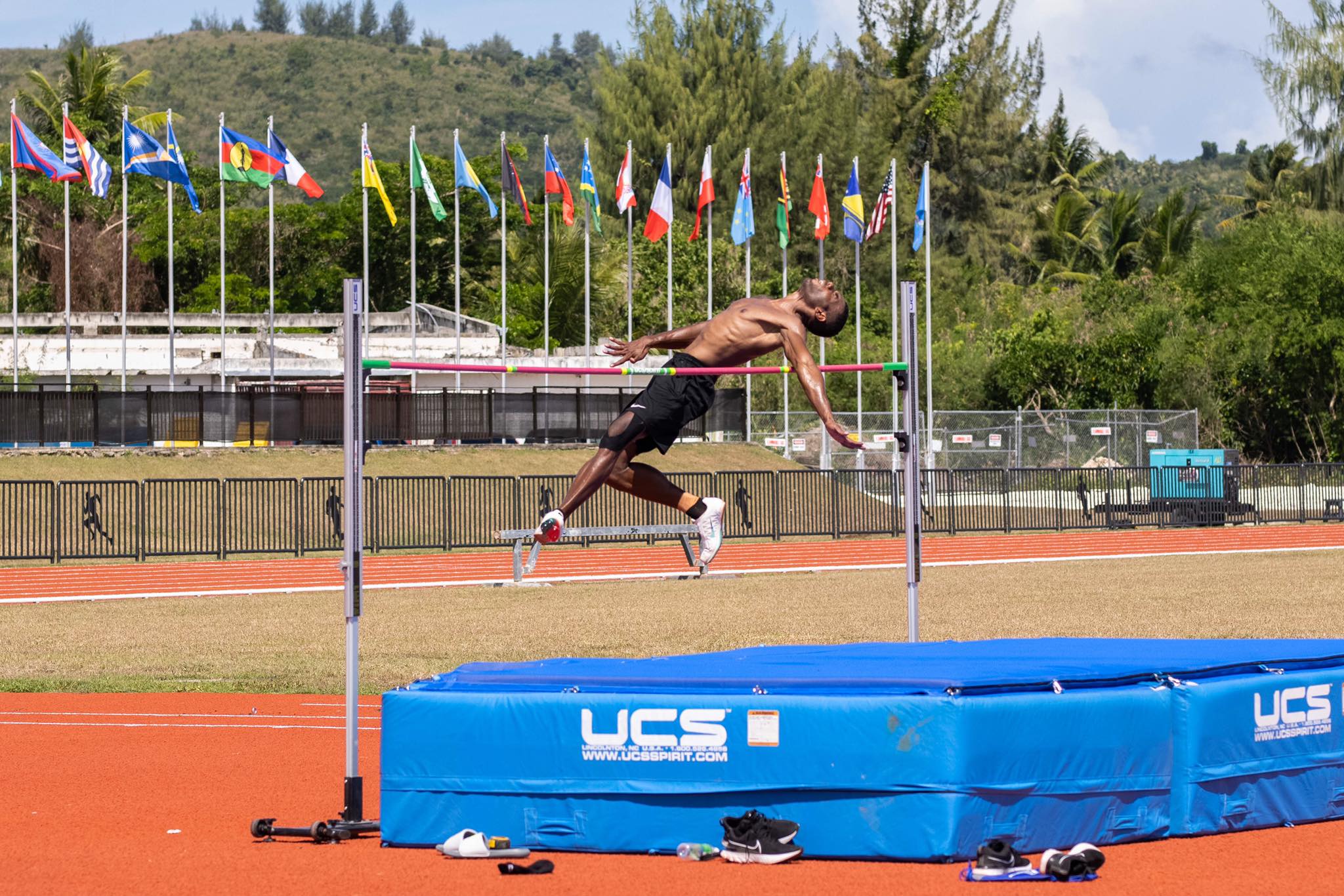 An athlete trains at the Oleai Sports Complex a day before the opening ceremony of the Northern Marianas Pacific Mini Games 2022.