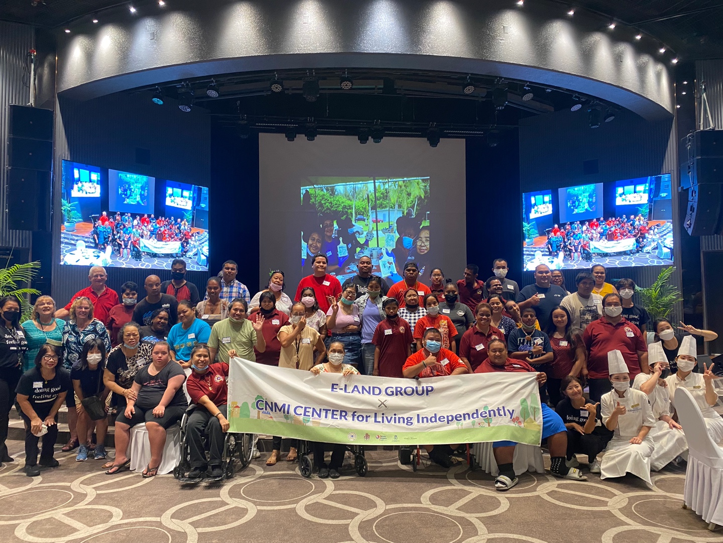 CNMI Center for Living Independently consumers and administrators pose for a photo with Kensington Hotel Saipan pastry chefs.