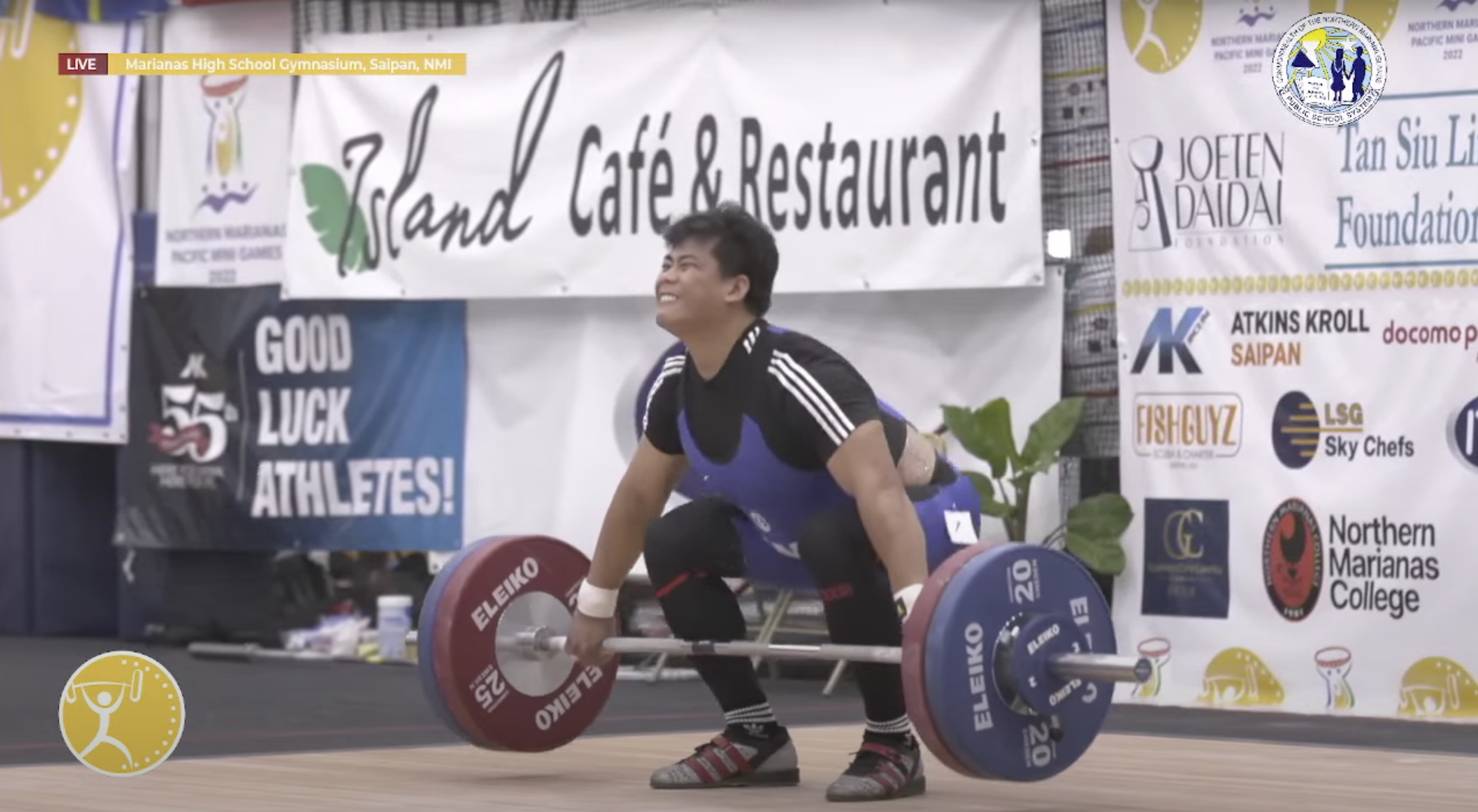 NMI's Angel San Nicolas in action during the 96kg weightlifting event of the 2022 Pacific Mini Games Wednesday at the MHS gym.