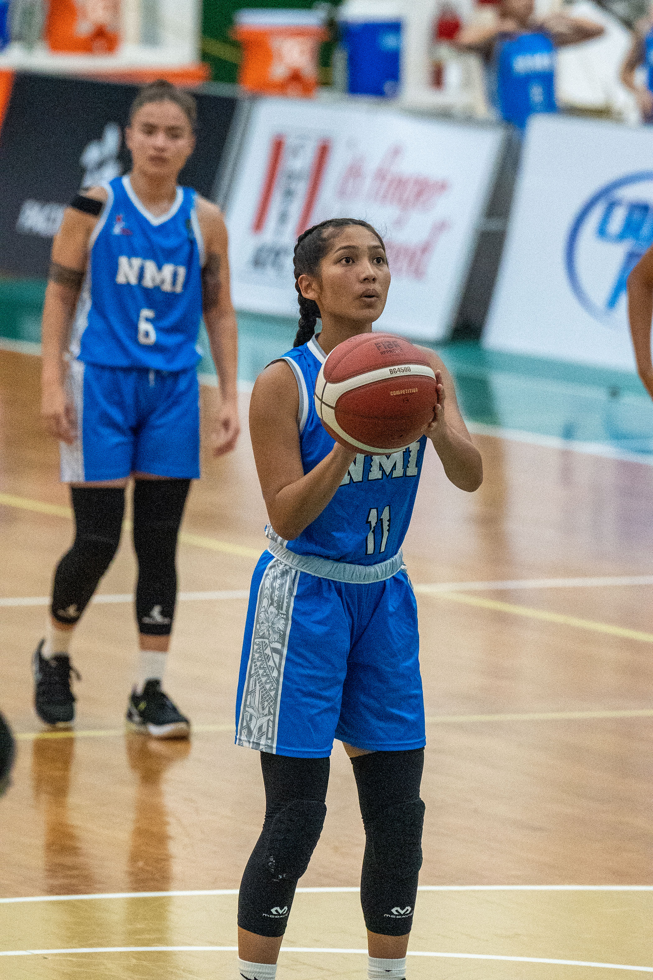 NMI Women's Ky'Sonna Won attempts a free-throw shot.