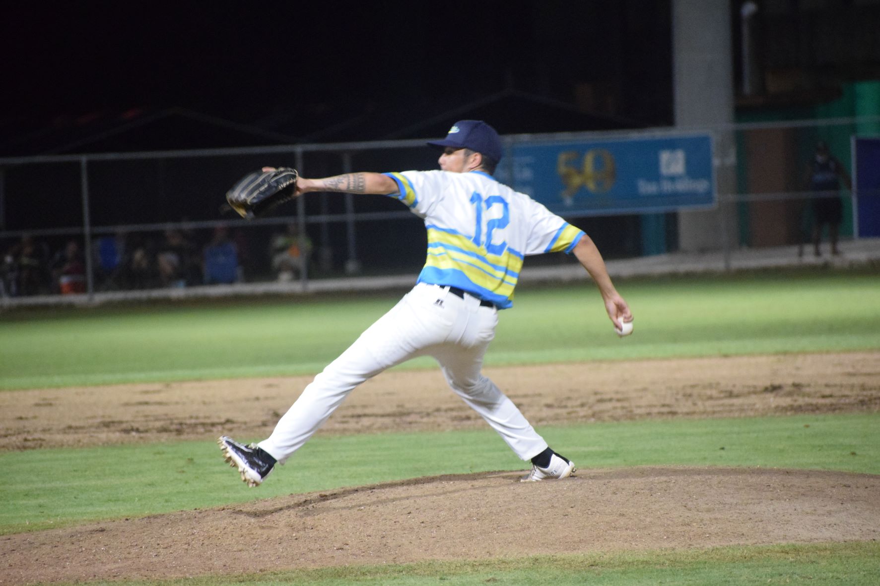 Palau's starting pitcher Moi Ito in action during the first inning against Guam Thursday night.