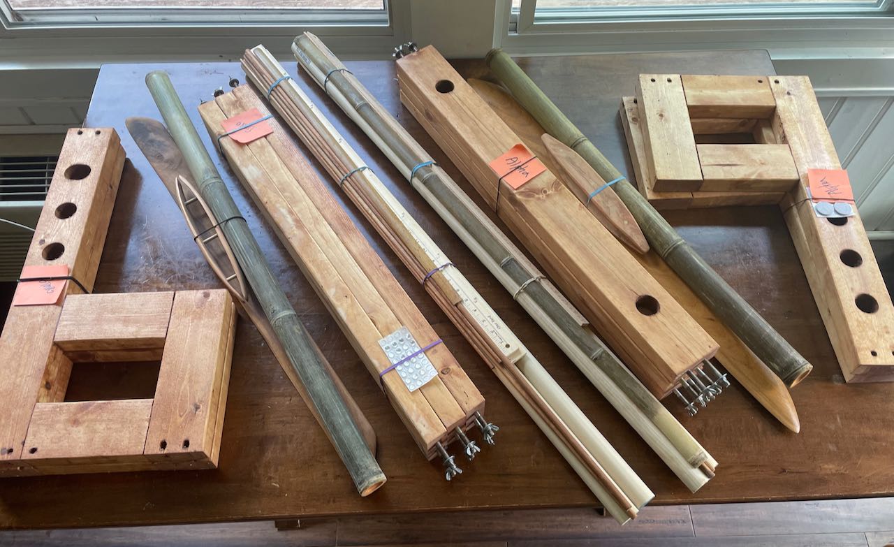 Portions of back strap looms built for Akoyikoyi School.