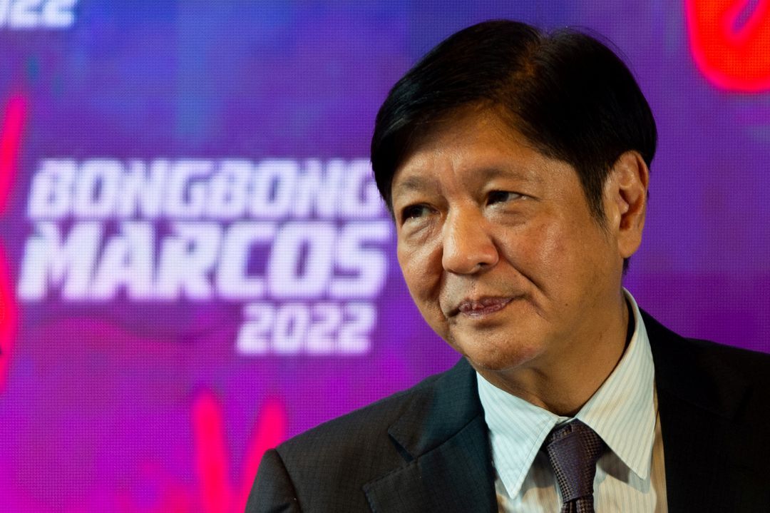 Philippine President-elect Ferdinand "Bongbong" Marcos Jr. attends a news conference at his headquarters in Mandaluyong City, Metro Manila on May 23, 2022.