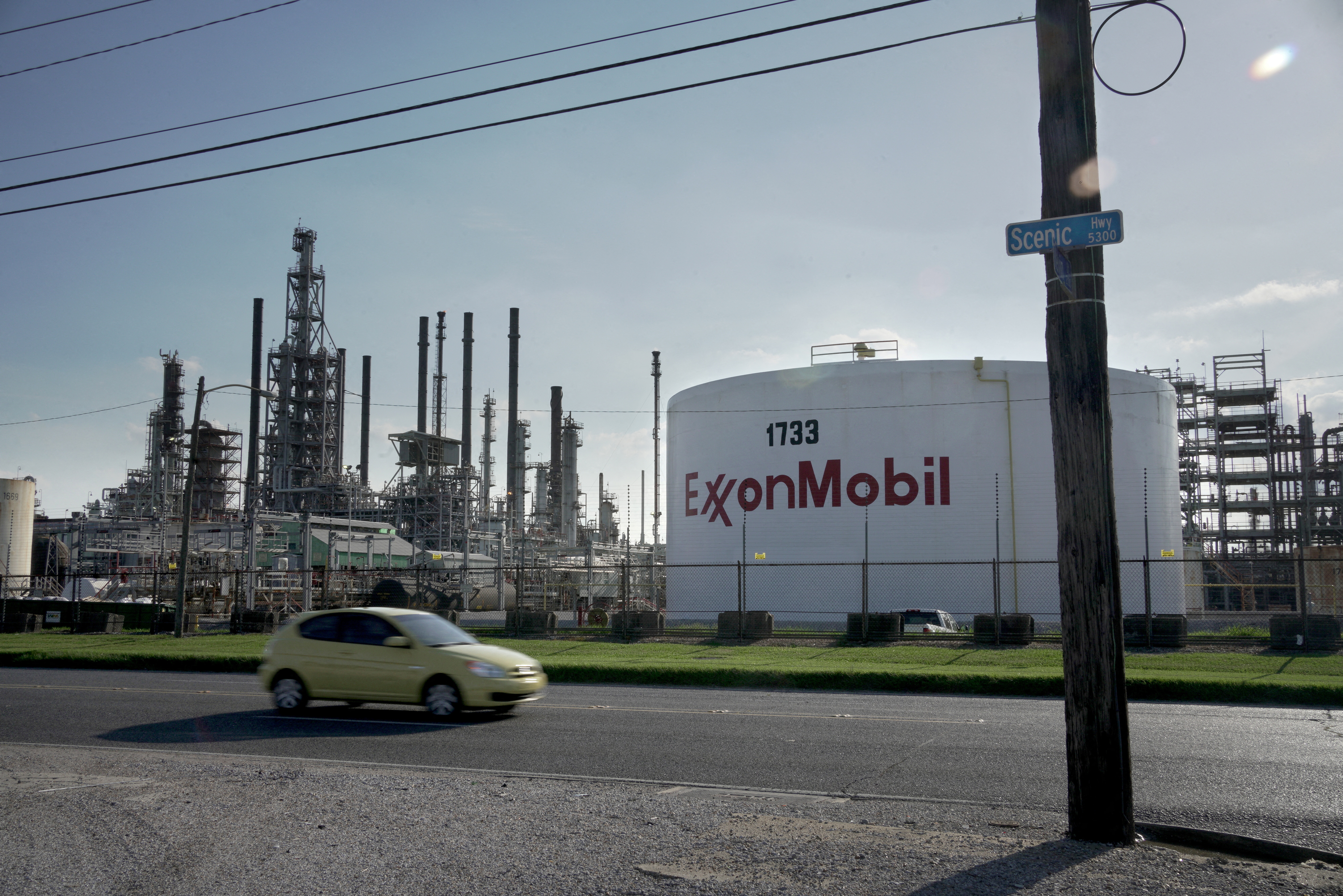 A view of the ExxonMobil Baton Rouge Refinery in Baton Rouge, Louisiana on May 15, 2021.