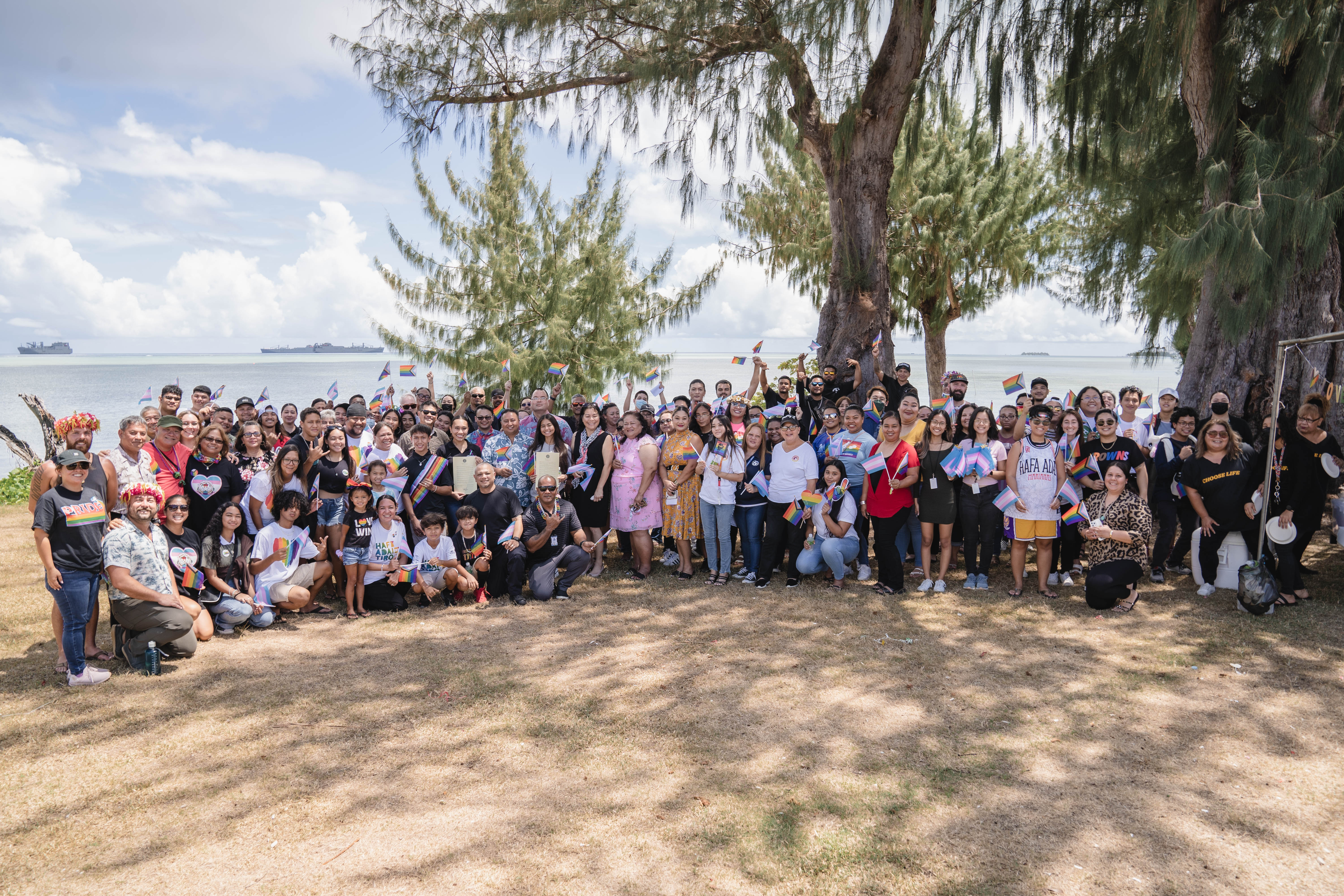 On Wednesday morning, Gov. Ralph DLG Torres and family pose for a photo with members of Pride Marianas, Pride Marianas Youth, the T-Project, local dignitaries, government officials, community partners, and other members of the community after the proclamation of June as CNMI Pride Month.
