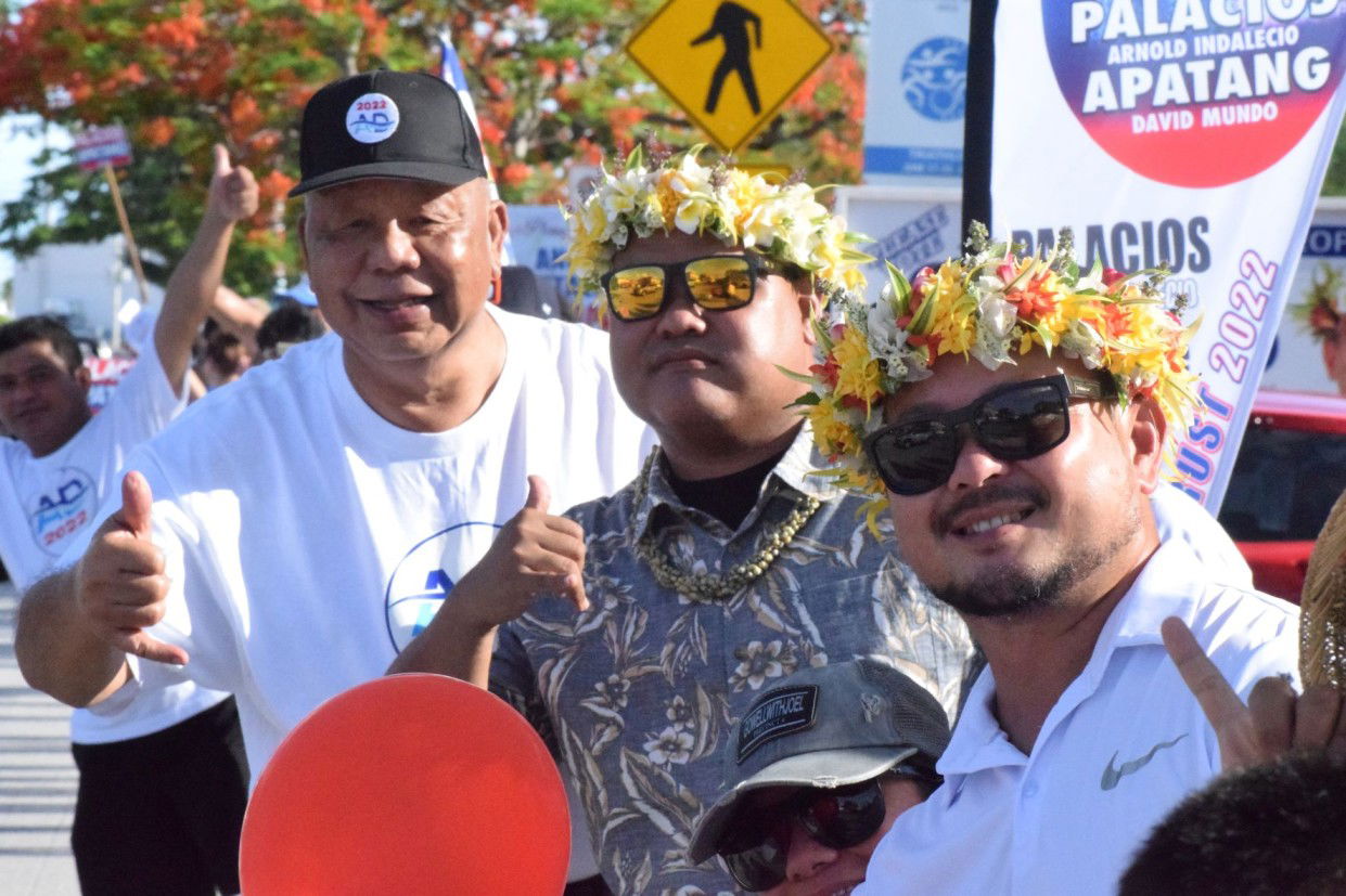 Independent candidate for lt. governor, Saipan Mayor David M. Apatang, left, with Precinct 4 House independent candidates Macolm Omar and Rep. Joel Camacho.