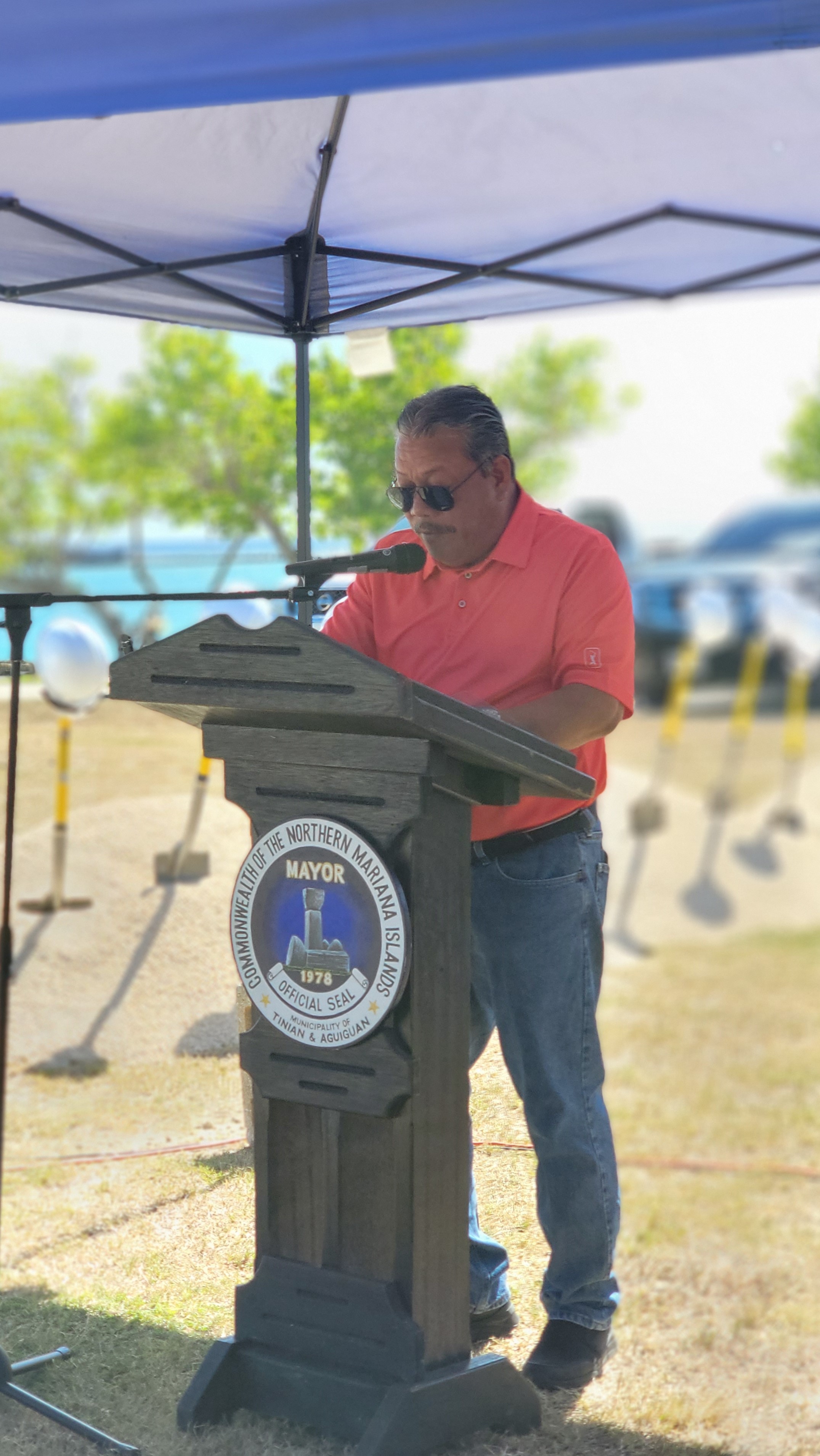Tinian Mayor Edwin P. Aldan delivers his remarks.