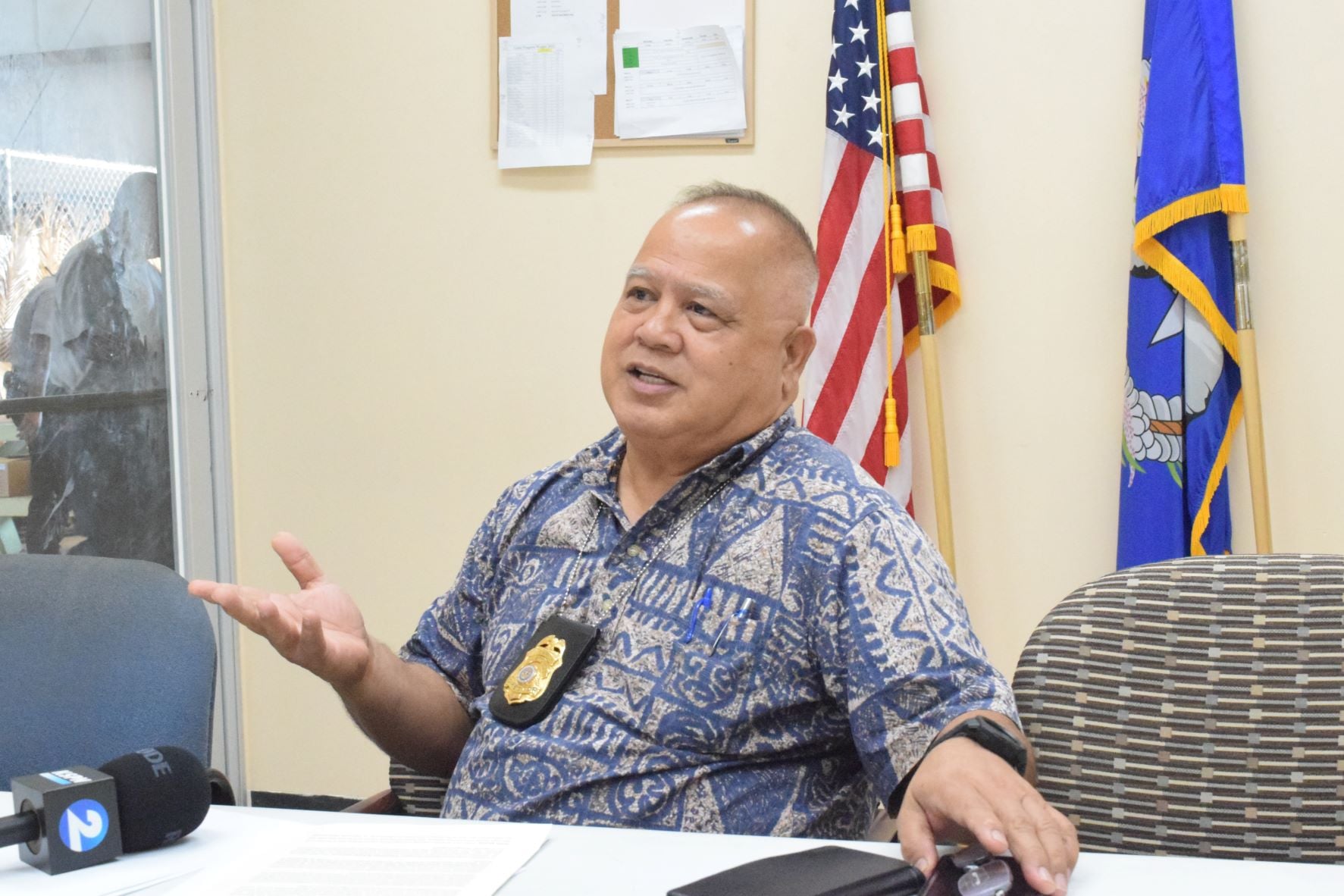 Customs and Biosecurity Director Jose Mafnas talks to the members of local media at the Customs headquarters in Puerto Rico on Thursday.