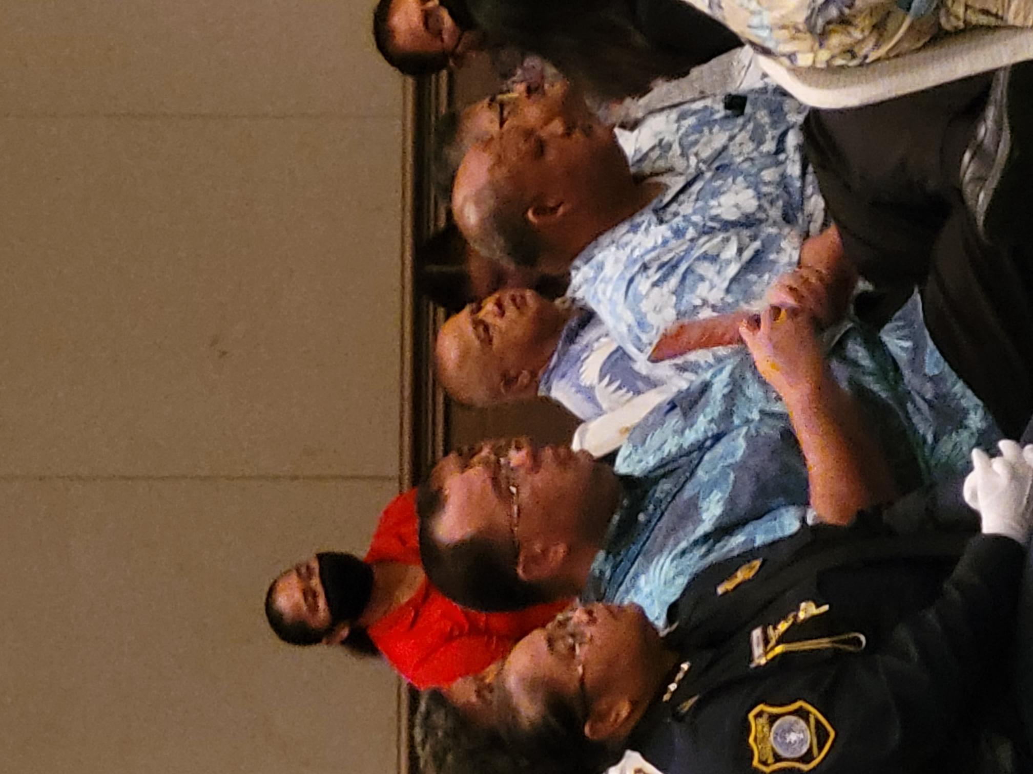 Former Customs Director Jose Mafnas Sr. attended the graduation ceremony for the 9th Cycle Customs and Biosecurity Academy. Also in photo are Speaker Edmund Villagomez, Rep. John Paul Sablan, and acting Customs Director Francine Nekai.