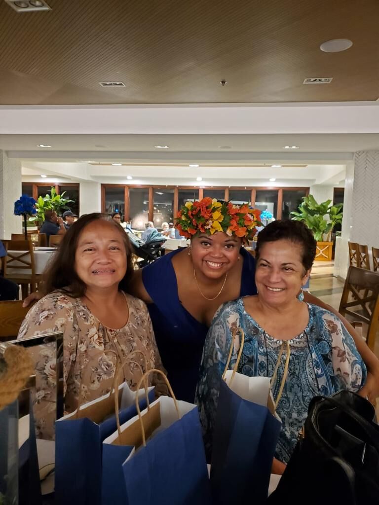 NMI Democratic Party Executive Director Nola HIx with Mrs. Carmen Pangelinan and Ms. Florence Sablan.