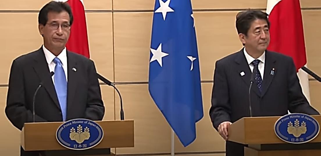 Manny Mori, president of the Federated States of Micronesia, with Shinzo Abe, prime minister of Japan in 2013.