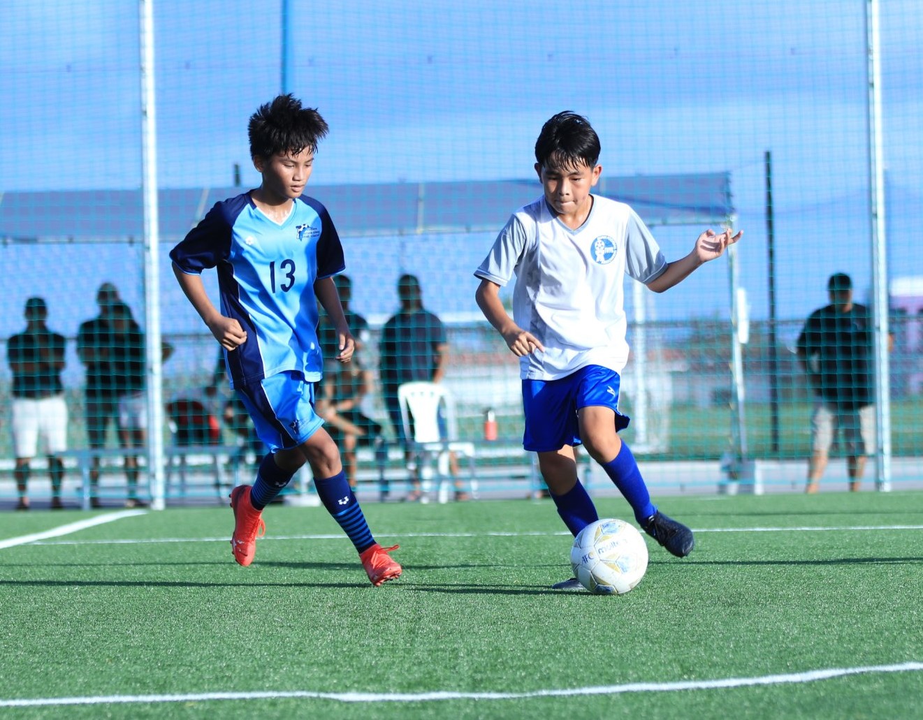 Guam U14's Jorju Sato intercepts the possession during a friendly game against the NMI at the NMI Soccer Training Center.