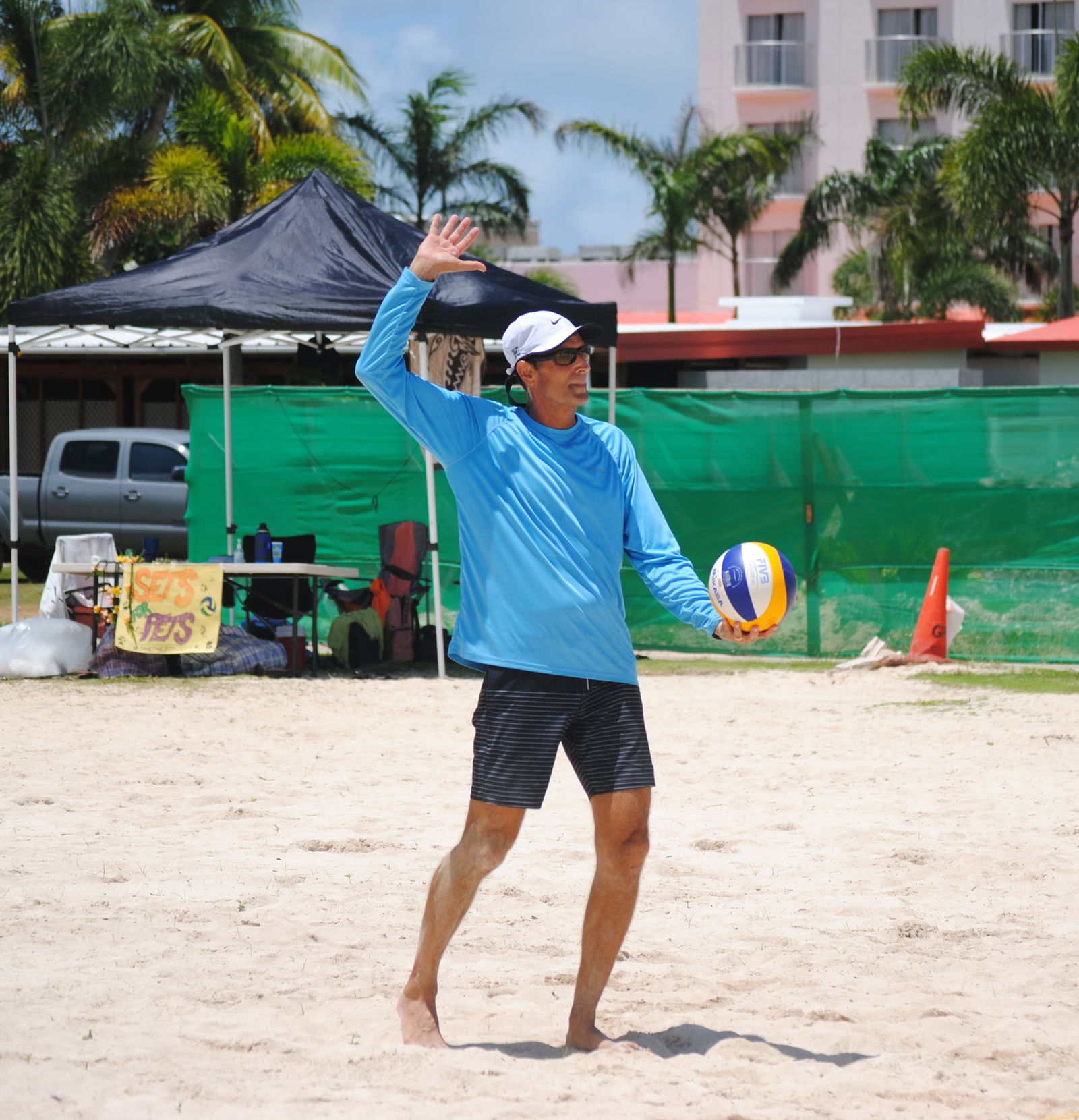 Tyce Mister sets up for the serve.