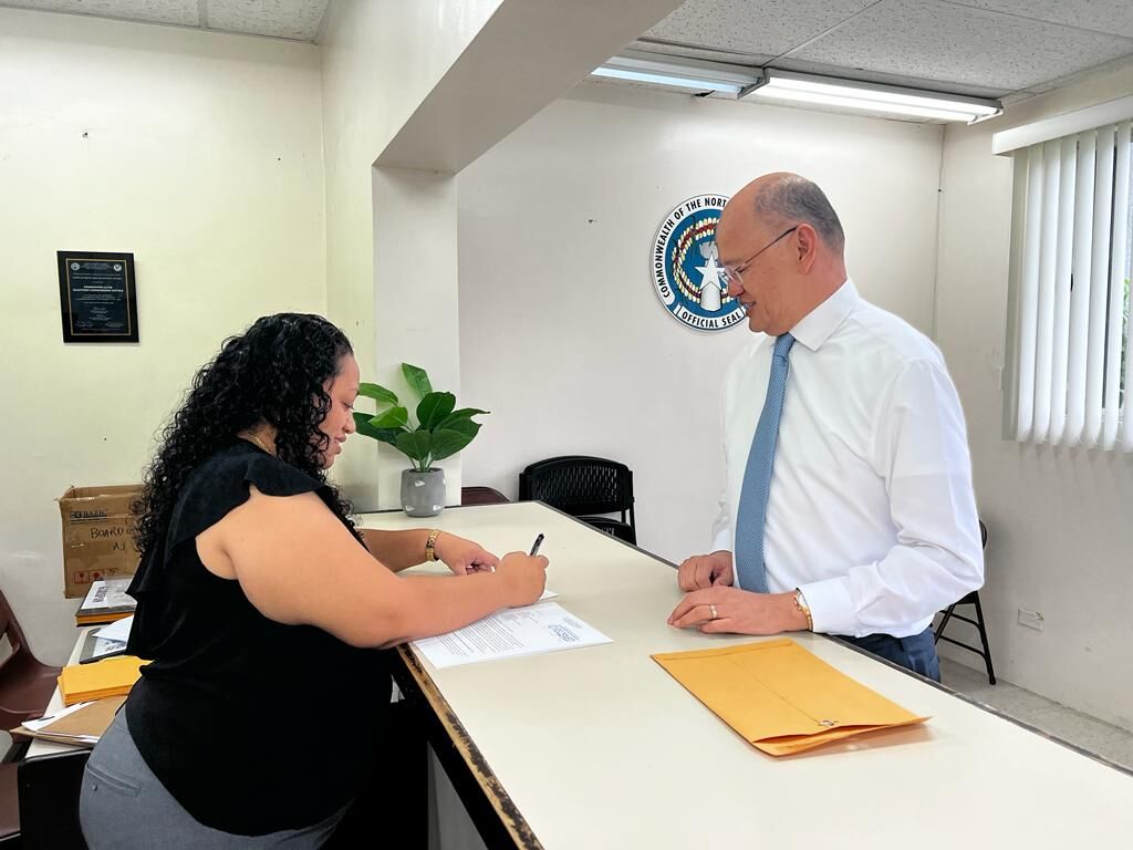 Justice John A. Manglona, who is seeking retention, submitted his letter of intent to Commonwealth Election Commission Executive Director Kayla Igitol on Tuesday.
