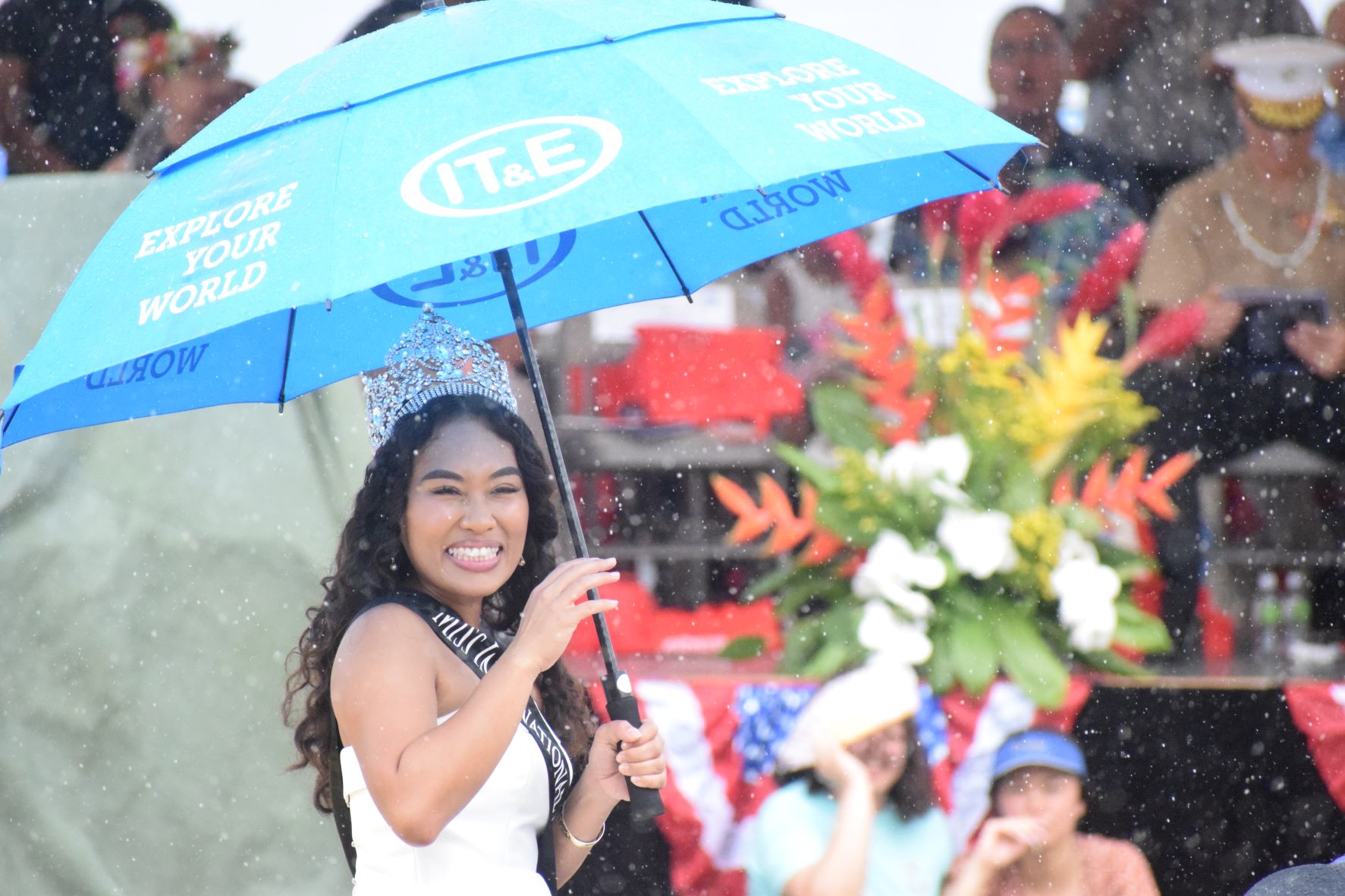 Miss Marianas Savannah Lyn Relox Delos Santos waves at the crowd.