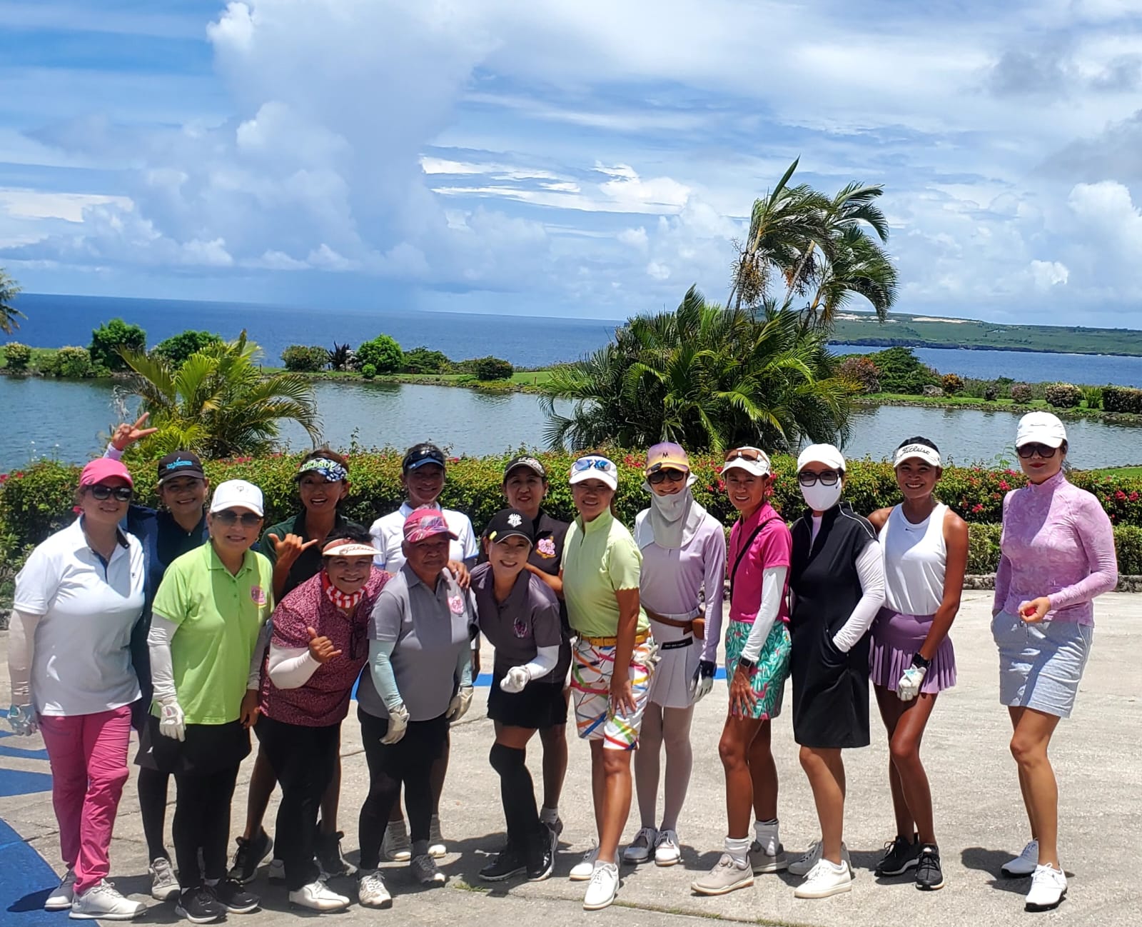 The members of the CNMI Women’s Golf Association pose for a photo before the start of their monthly golf tournament at LaoLao Bay Golf & Resort on Saturday.