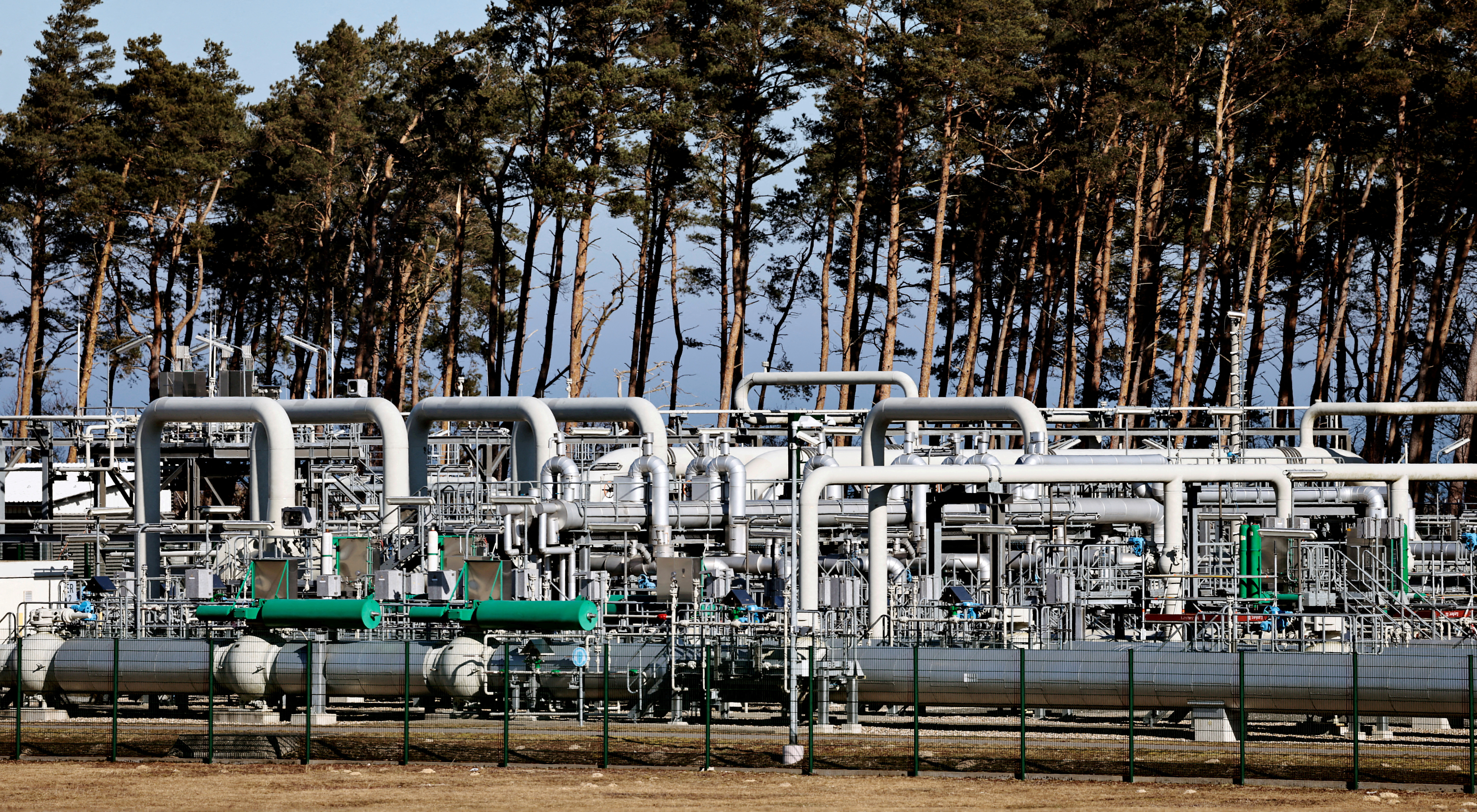 Pipes at the landfall facilities of the “Nord Stream 1” gas pipeline are pictured in Lubmin, Germany, March 8, 2022.
