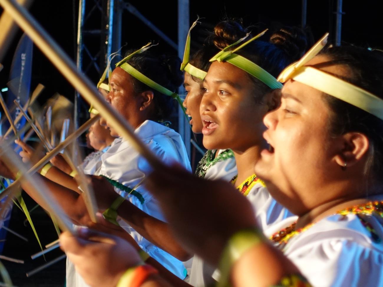 The indigenous Carolinian dance group Uraali entertain on June 25, 2022, at the Taste of the Marianas International Food Festival & Beer Garden in Saipan.