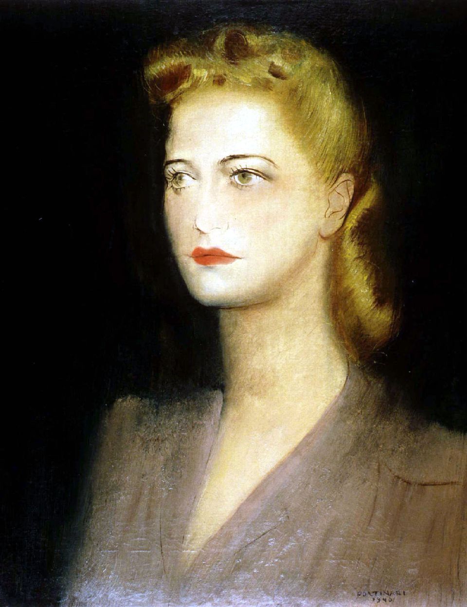 A portrait of Evita Duarte Peron ca. 1940 is shown as it hangs in the Museum of Arts and Sciences in Daytona Beach, Florida. The oil-on-canvas portrait is by Candido Portinari, and is the only portrait for which the wife of Argentine ruler Juan Peron is known to have sat.