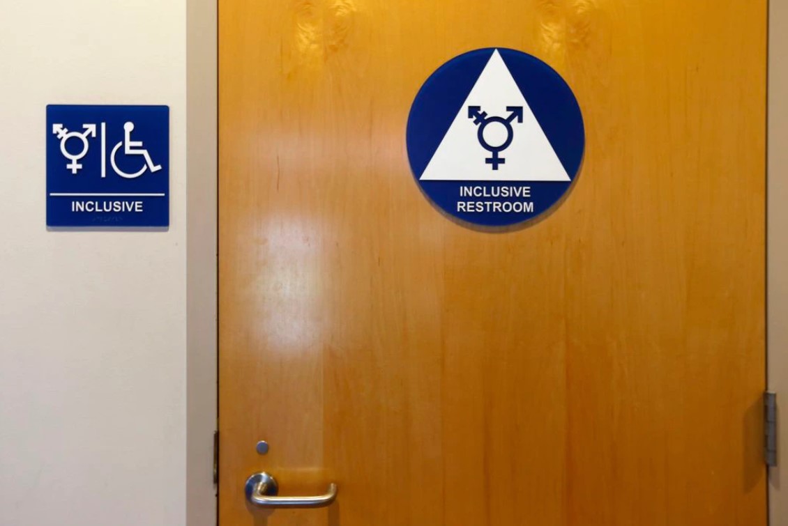 A gender-neutral bathroom is seen at the University of California, Irvine in Irvine, California on Sept. 30, 2014.