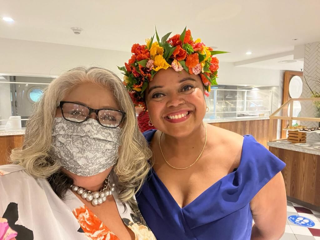 NMI Democratic Party Executive Director Nola Hix with Party Vice Chair Luella Marciano.