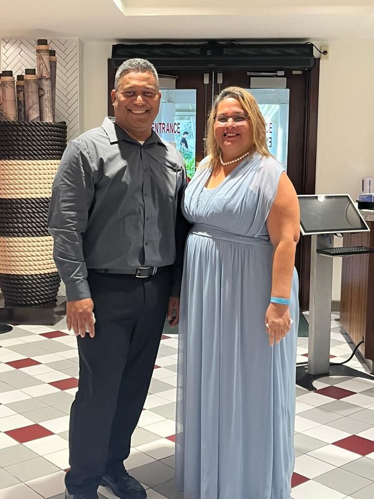 Lauren Yvonne S. Pangelinan, who is running in Precinct 3, and her husband Chrispino Houmarek.