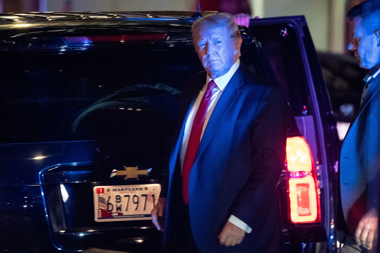 Former President Donald Trump arrives at Trump Tower the day after FBI agents raided his Mar-a-Lago Palm Beach home, in New York City, Aug. 9, 2022.