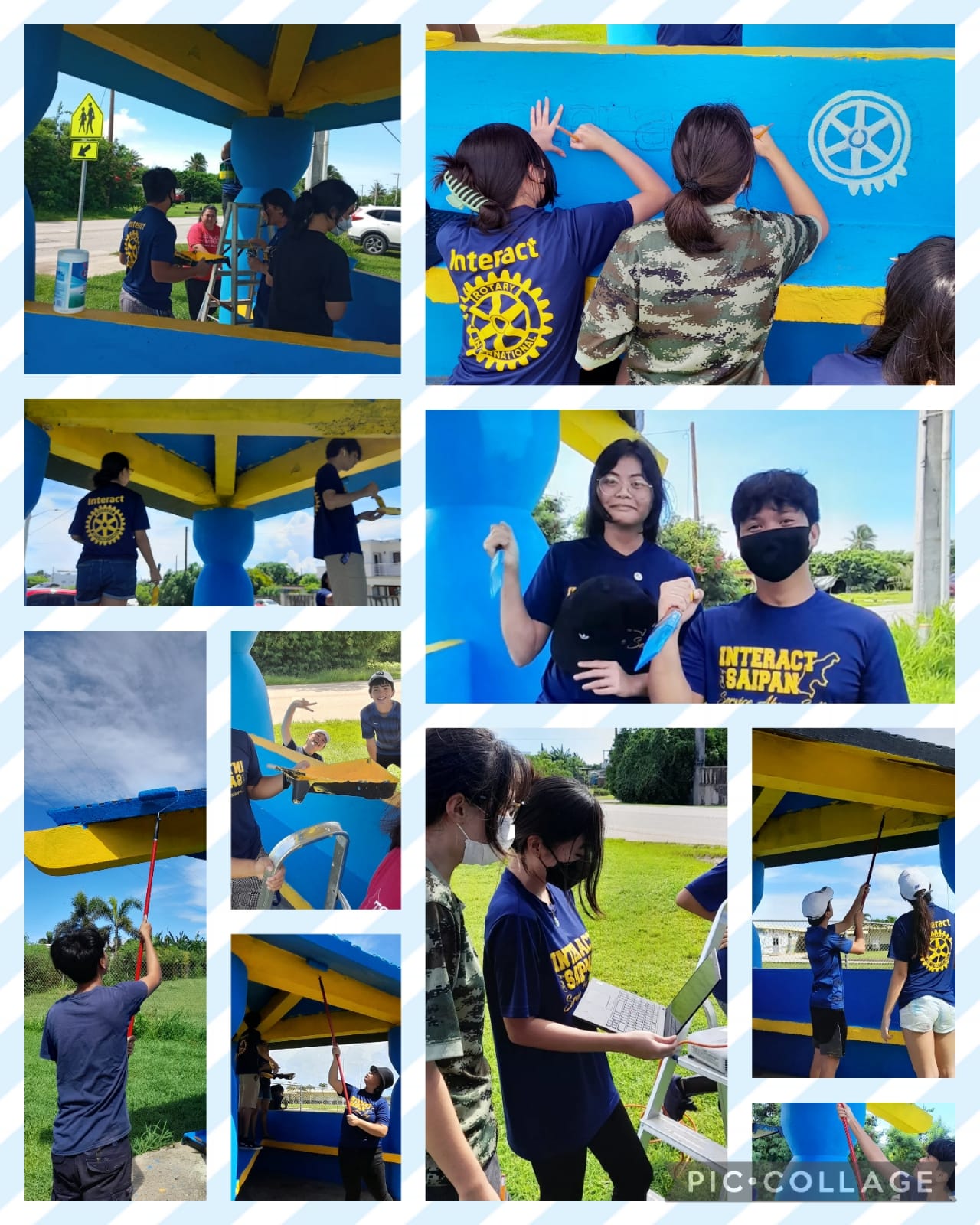 Interact Club of Saipan Southern High School members spent the past three weekends of their summer break removing graffiti, picking up trash, and painting the bus shelter in front of Dandan Middle School.