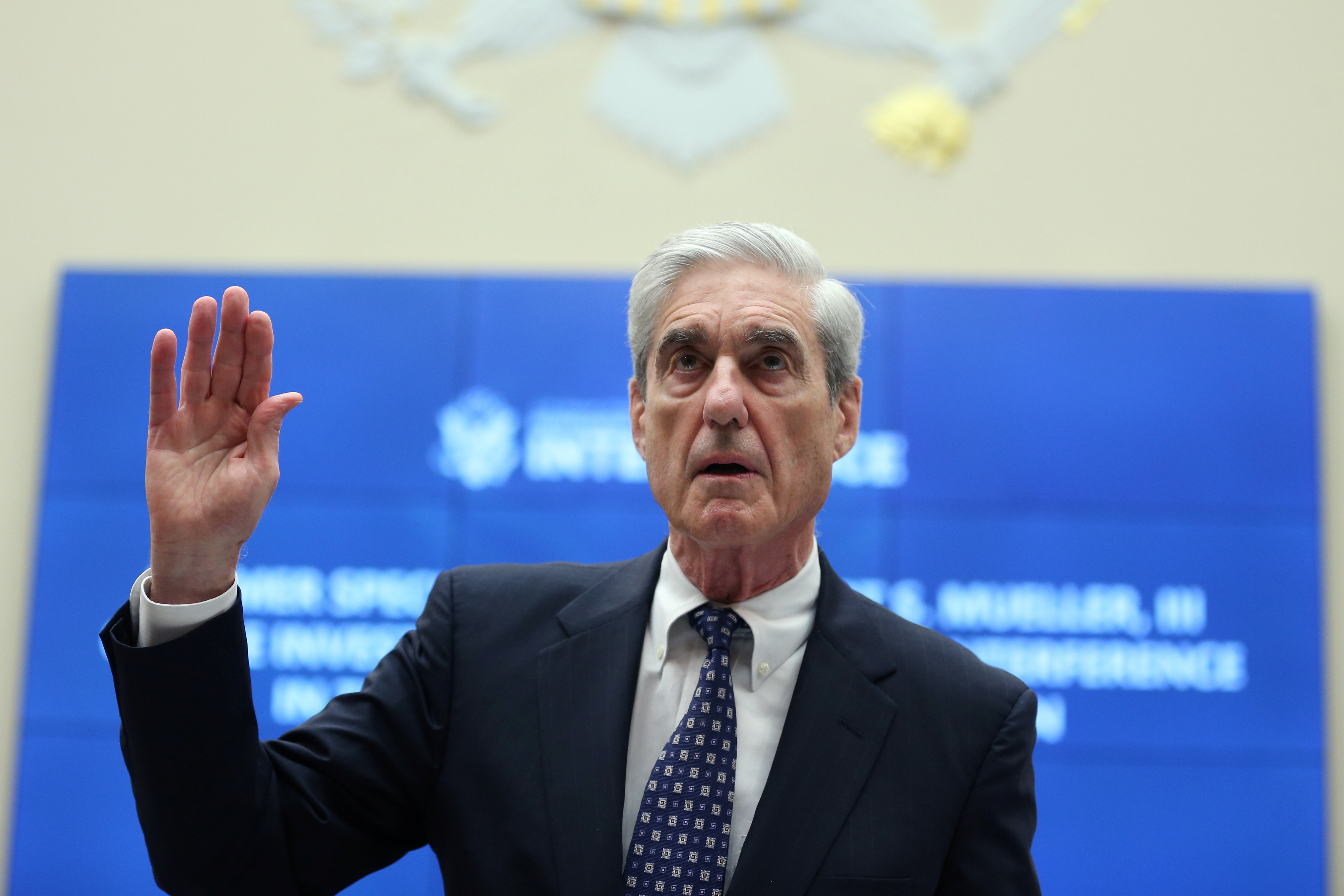 Former Special Counsel Robert Mueller testifies before the House Intelligence Committee at a hearing on the Office of Special Counsel's investigation into Russian Interference in the 2016 Presidential Election on Capitol Hill in Washington, D.C., July 24, 2019.