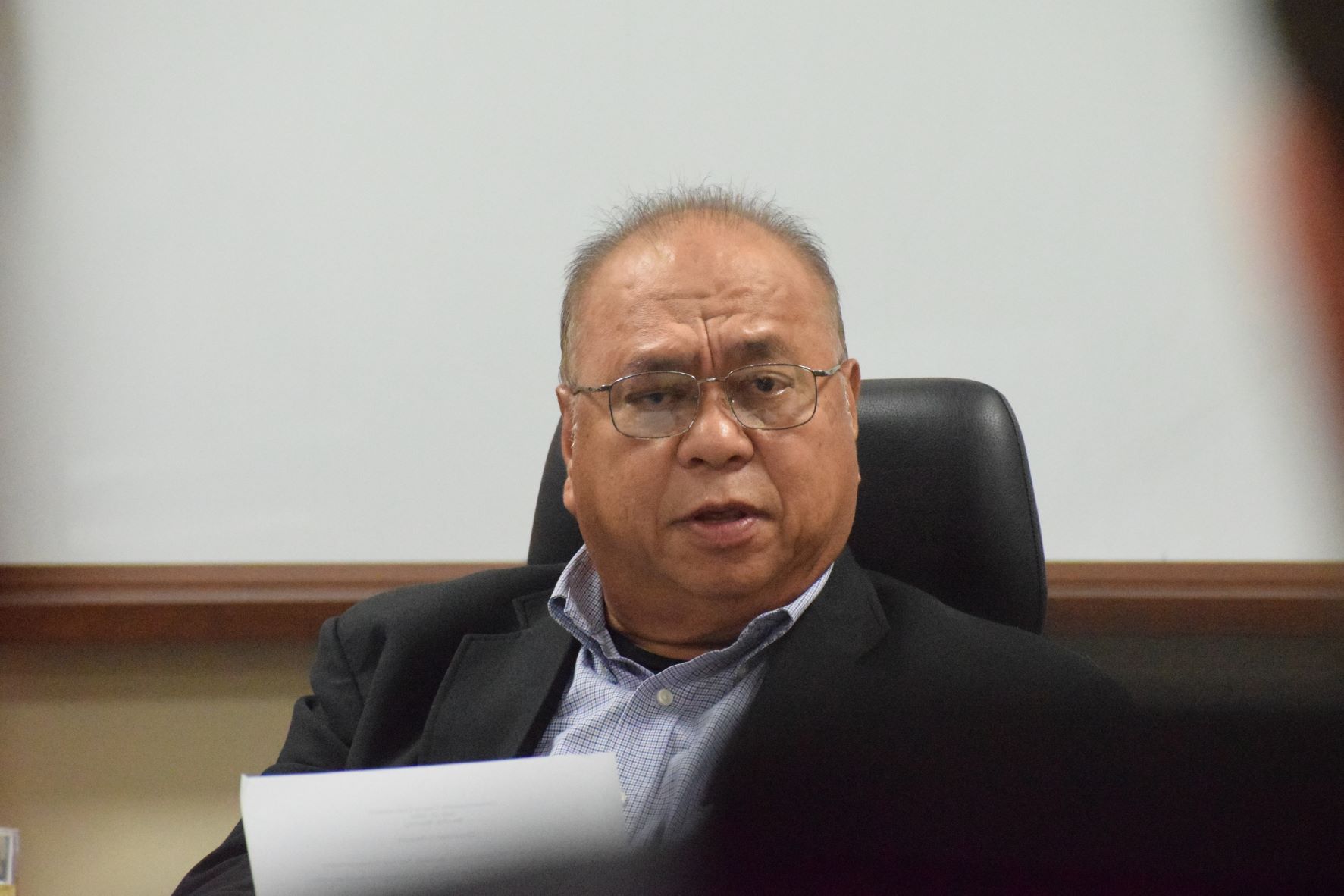 Commonwealth Casino Commission Chairman Edward C. Deleon Guerrero speaks during a meeting on Thursday.