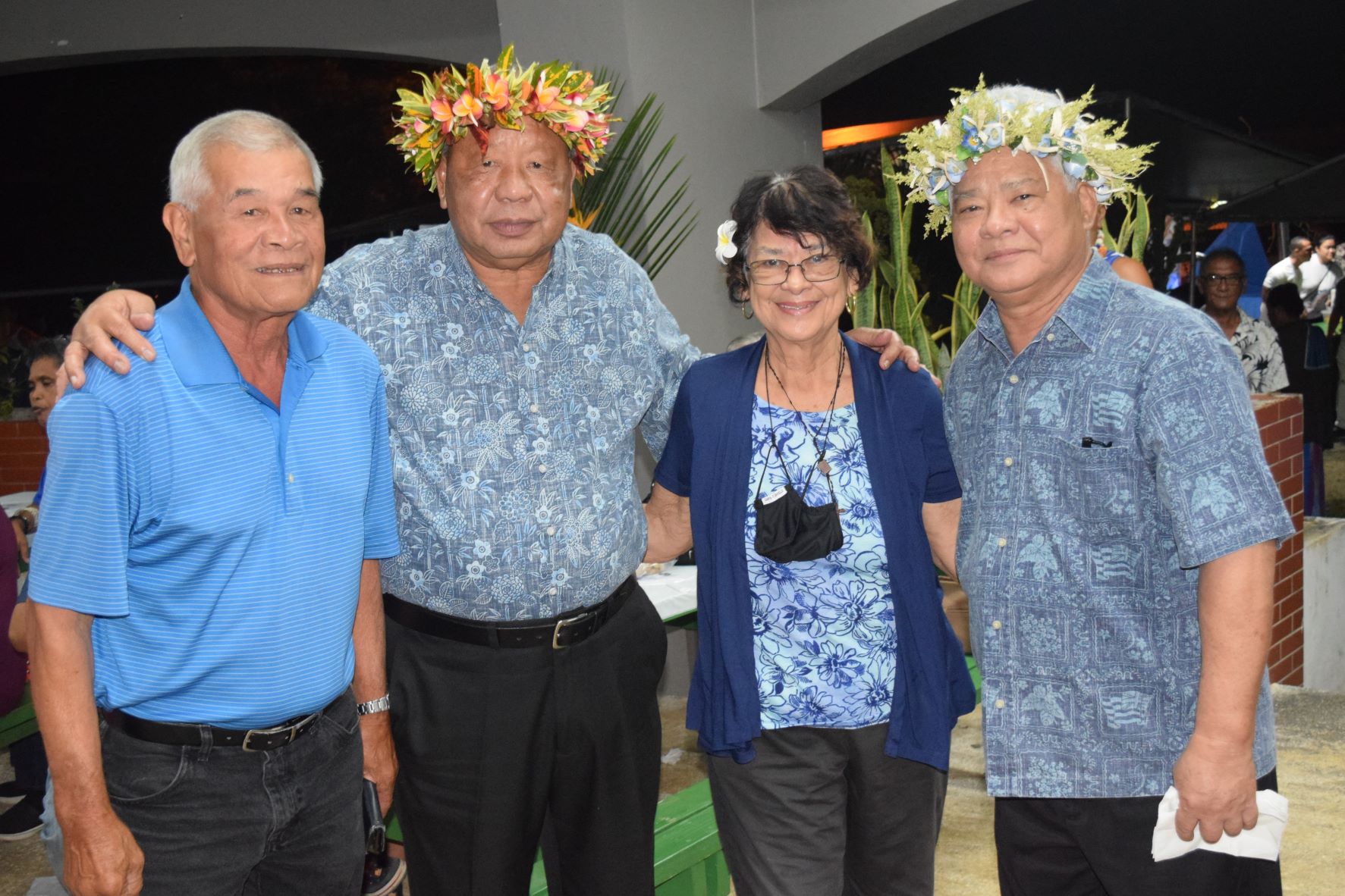 The birthday celebrant, independent gubernatorial candidate Lt. Gov. Arnold I. Palacios, right, and his running mate, Saipan Mayor David M. Apatang, second left, pose for a photo with former Saipan Mayor Marianne DLG Tudela, and former Rep. Juan I. Tenorio.
