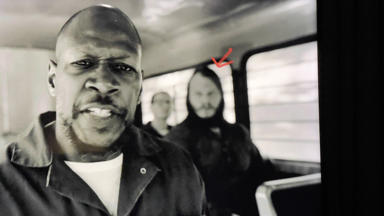 A screen shot from the last episode of “Better Call Saul” with Ian A. Hudson, right.