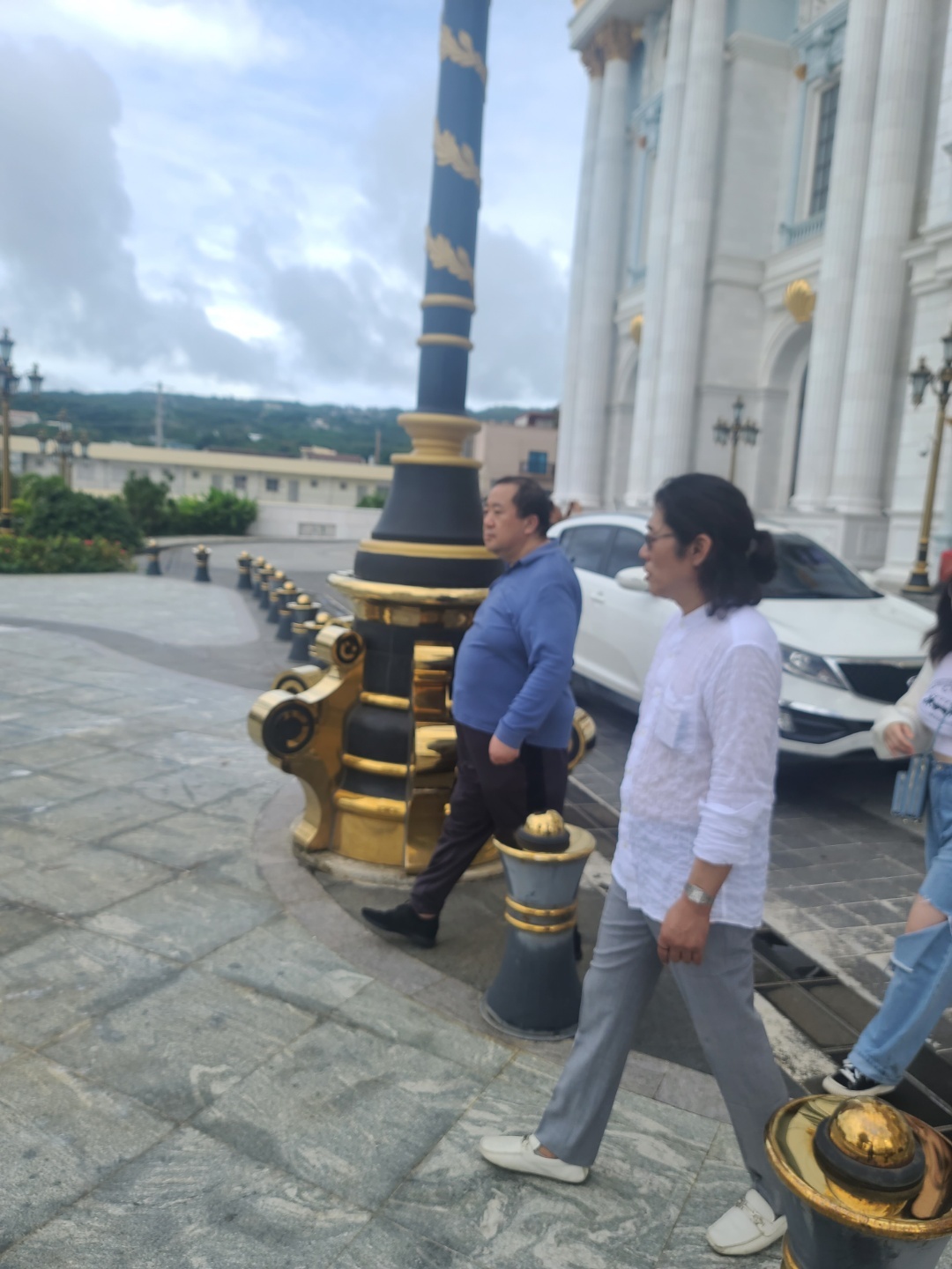 IH Group Chairman Kyunam Kim, right, and Imperial Pacific International board adviser Hongtao Su at the IPI hotel-casino in Garapan on Sunday.